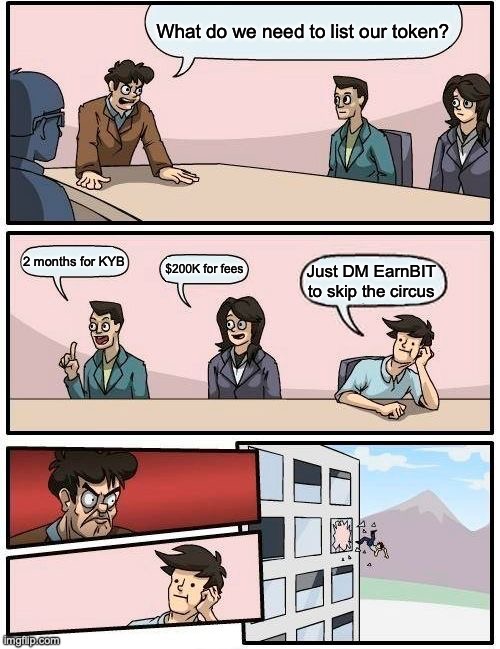 EarnBIT (@earnbit2) on Twitter photo 🎪 CEX listings be like: “Jump through flaming hoops, then wait 2-3 months.” 🤡
Why overcomplicate? List your #token fast on EarnBIT Exchange. 📩 DM or email listing@earnbit.com
#TokenLaunch #listing #tokens 🎪 CEX listings be like: “Jump through flaming hoops, then wait 2-3 months.” 🤡
Why overcomplicate? List your #token fast on EarnBIT Exchange. 📩 DM or email listing@earnbit.com
#TokenLaunch #listing #tokens