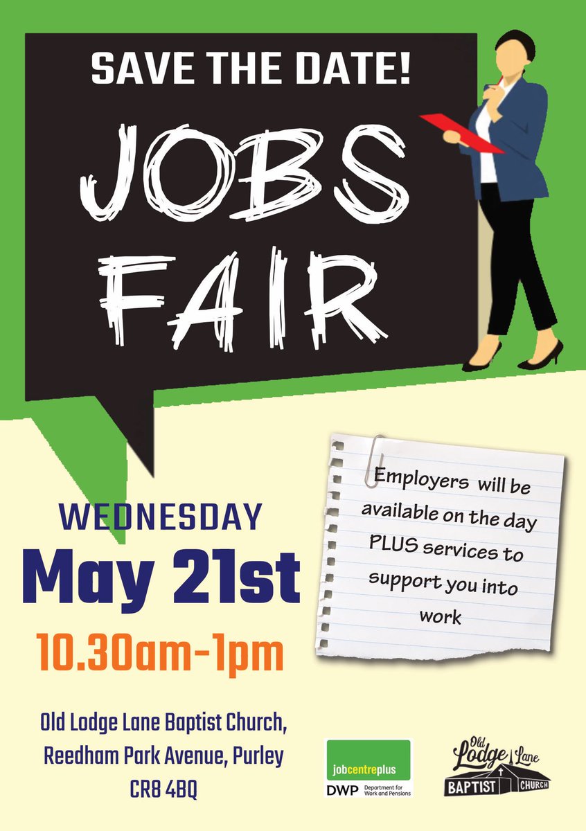 Rescheduled Jobs Fair is on 21st May. Excellent range of employers present including the likes of Gatwick airport. Come on down