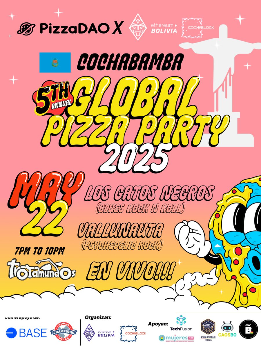 CochaBlock's tweet image. Flyer de Bandas LISTO!
Ven y celebra con nosotros la fiesta web 3 mas grande del año y enterate de todo lo que las comunidades locales están cocinando para ti el resto del año!!
Música en vivo:
-Vallunauta  
-Los Gatos Negros