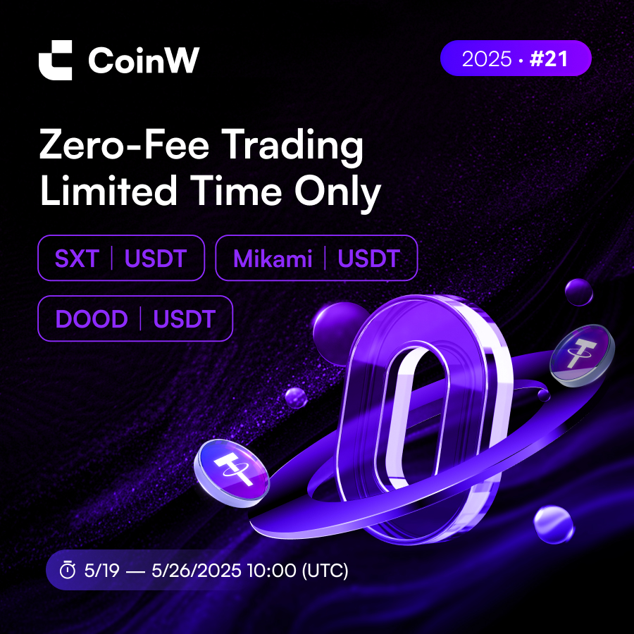 This week on #CoinW: ZERO spot trading fees for $SXT, $Mikami &amp; $DOOD pairs. Maker or taker? Doesn't matter. No fees, just vibes.

Limited time period only: May 19, 10:00 - May 26, 10:00 (UTC)

To participate: coinw.com

Learn more: bit.ly/3GVrTHR