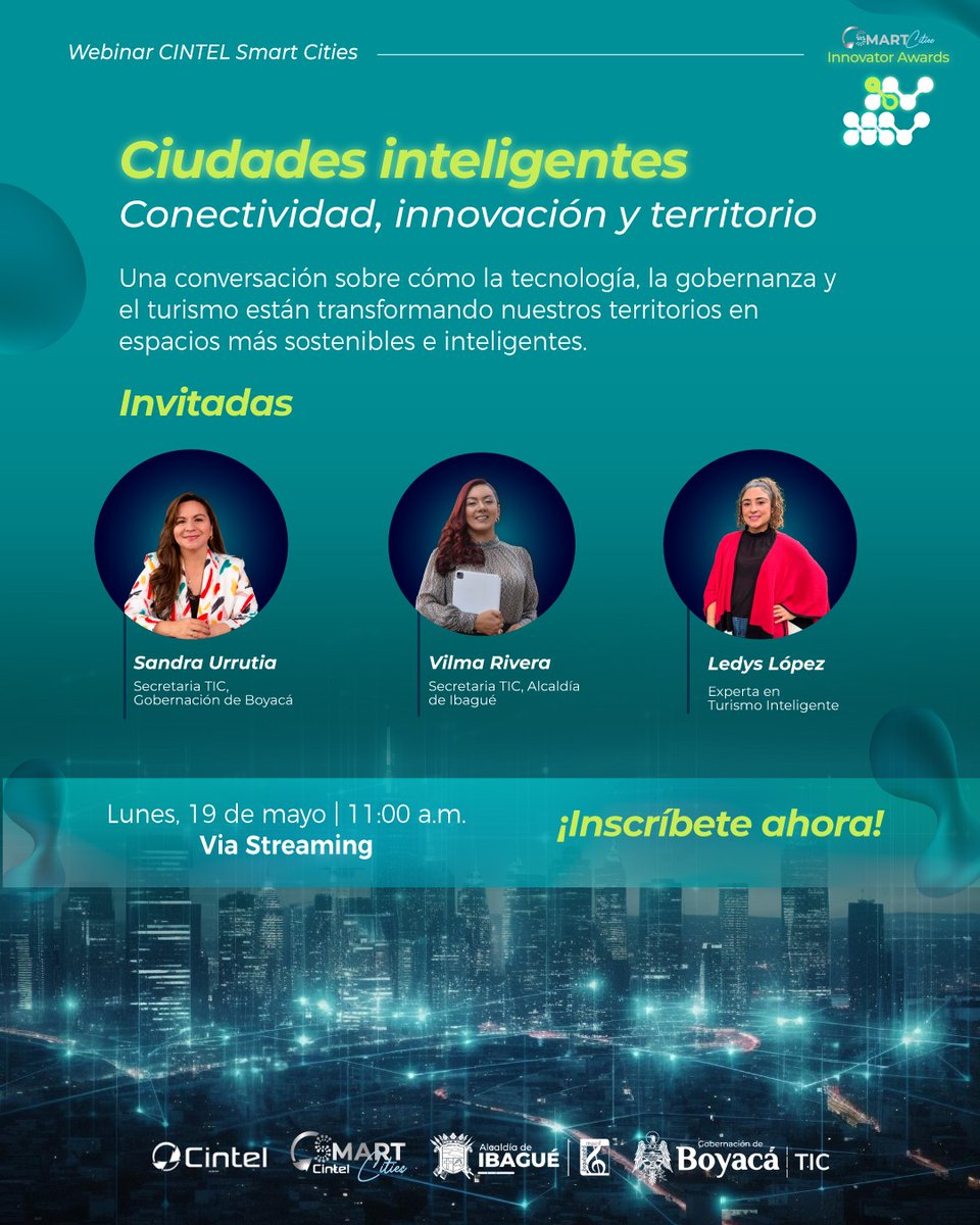 ¡Estamos a minutos de comenzar! ⏳🌆

Conéctate ya al Webinar de Smart Cities y descubre cómo la innovación, la tecnología y el talento local están dando forma a territorios más inteligentes y sostenibles.

🌍 ¿Qué puedes esperar?

- Conectividad y transformación territorial
-