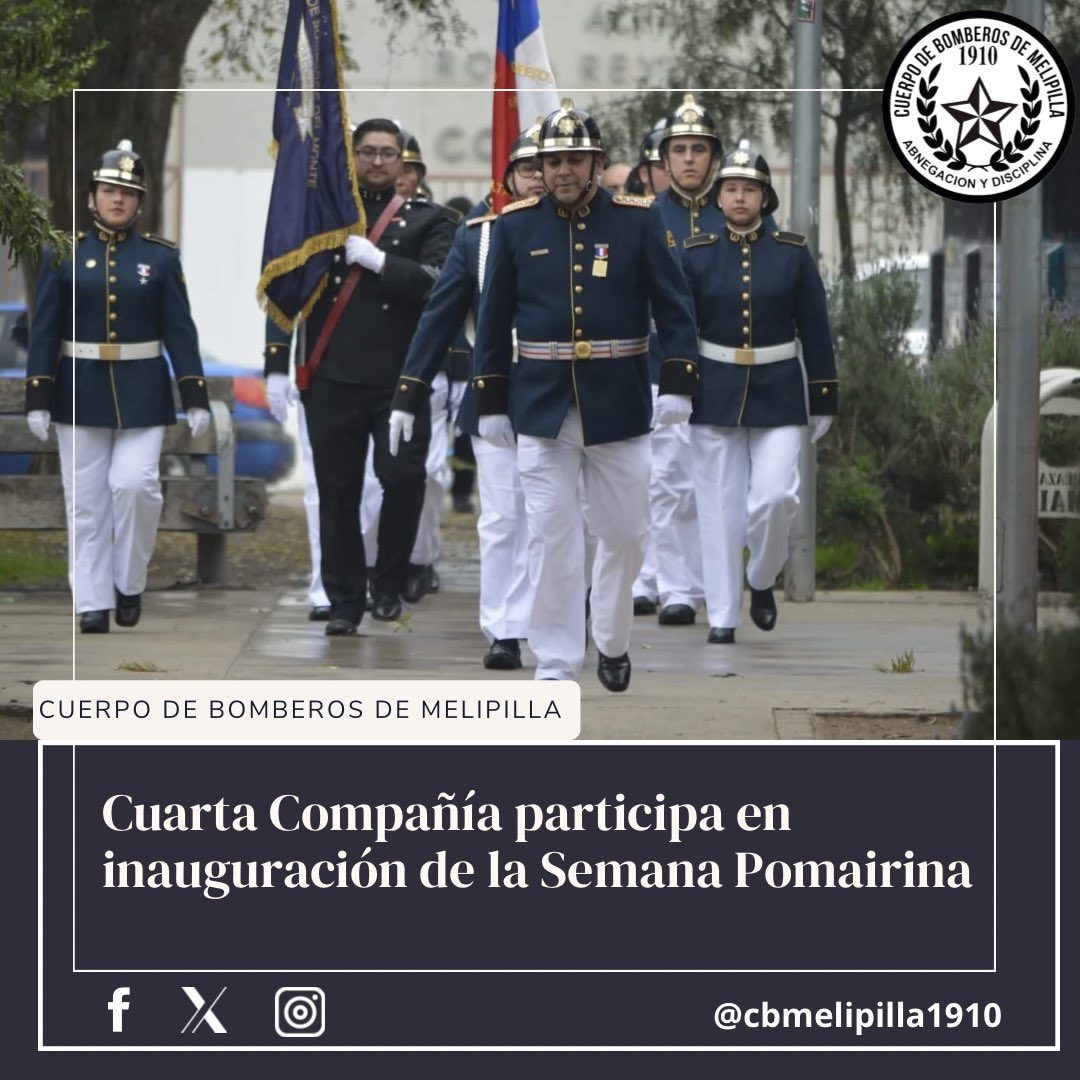 👨🏻‍🚒👩🏻‍🚒 Una delegación de @bomberospomaire participó en la inauguración de una de las fiestas más tradicionales de #Melipilla: la Semana Pomairina. (1/2)