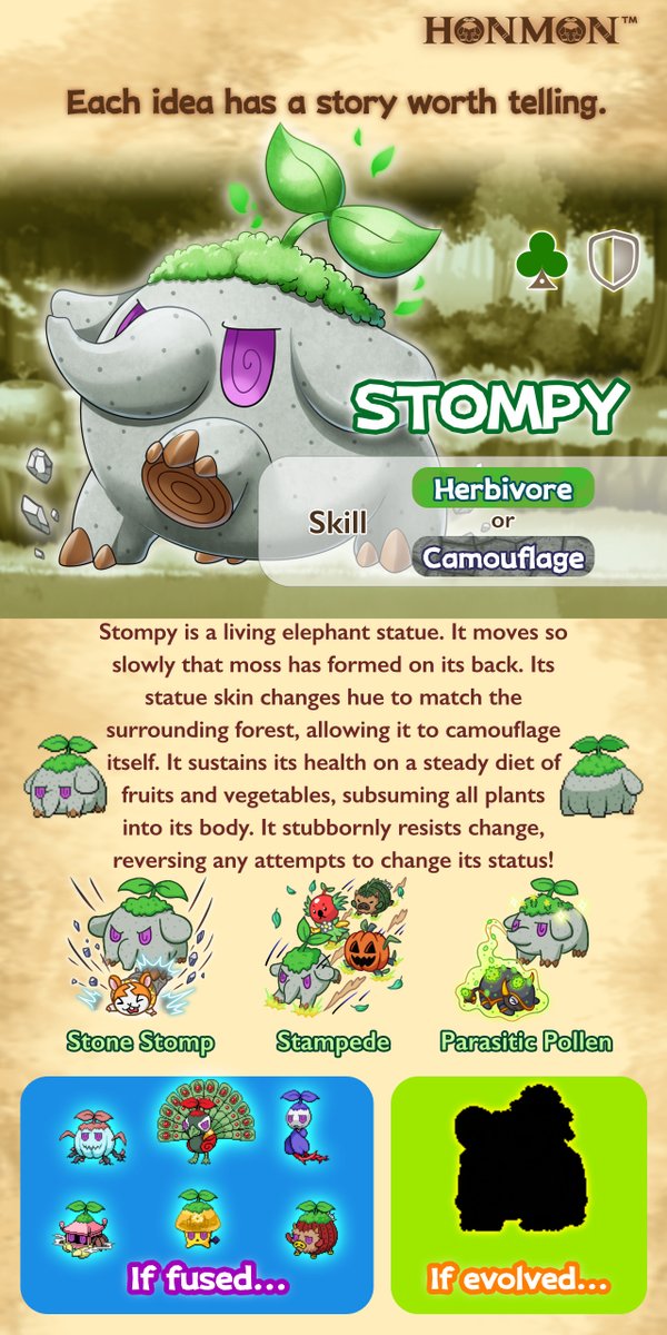 penglace's tweet photo. 🌱 STOMPY 🐘
https://t.co/Llhg0aISTO

#Honmon fused from the elephant statue grow moss and sprout tree buds! 🌳 https://t.co/HIX7Ar9gf7