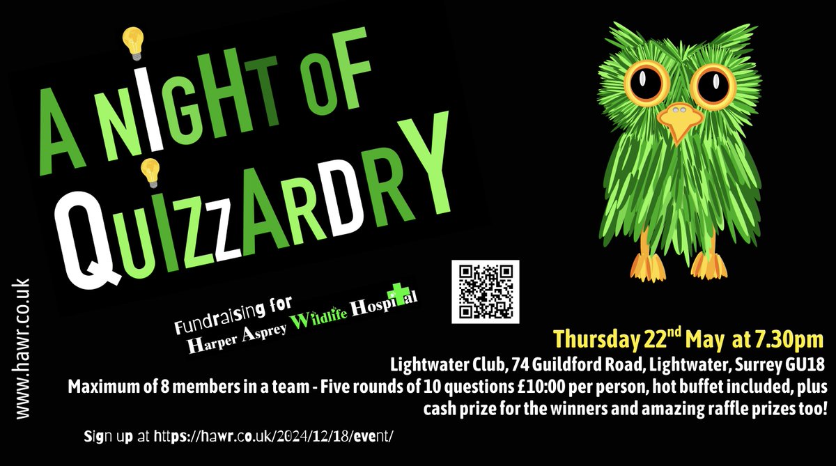 Separate the Facts from the Fictionaires on Thursday 22nd May  at 7.30pm 
Lightwater CIU Club,  Lightwater, Surrey GU18 
Max of 8 in a team - Five rounds/ 10 questions £10:00 per person, hot buffet , cash prize &amp;  raffle prizes too!  Sign up at hawr.co.uk/2024/12/18/eve…