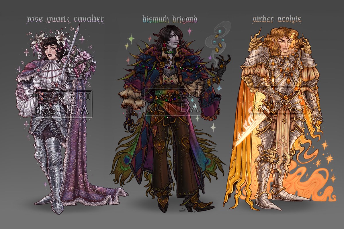 Character designs based on gems &amp; minerals — pt. II 🪙✨

[ All sold! ]