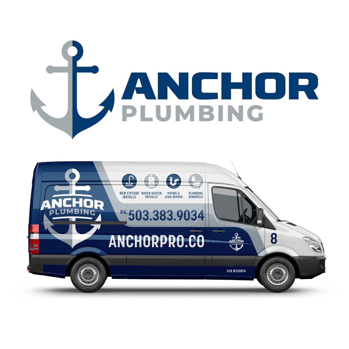 Our client, Anchor Plumbing, provides pragmatic services. Our logo design and secondary assets give them a complete brand system that communicates clearly and facilitates their marketing. When making an impression, we know how to keep things flowing. glitschkastudios.com/work/anchor-pl…