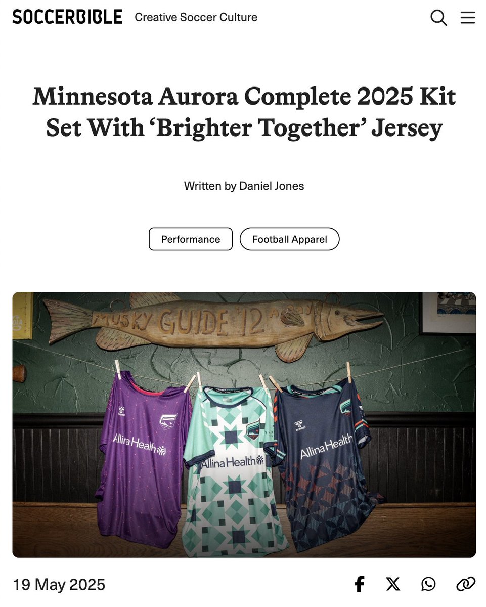 Minnesota Aurora FC (@mnaurorafc) on Twitter photo "The Brighter Together Kit doesn’t just represent the players who wear it—it represents every supporter, volunteer, and co-owner who helped build something brighter from the ground up." 🩶
Thanks for the write up <a href="/SoccerBible/">SoccerBible</a>!
Read the full article: soccerbible.com/performance/fo… "The Brighter Together Kit doesn’t just represent the players who wear it—it represents every supporter, volunteer, and co-owner who helped build something brighter from the ground up." 🩶
Thanks for the write up <a href="/SoccerBible/">SoccerBible</a>!
Read the full article: soccerbible.com/performance/fo…