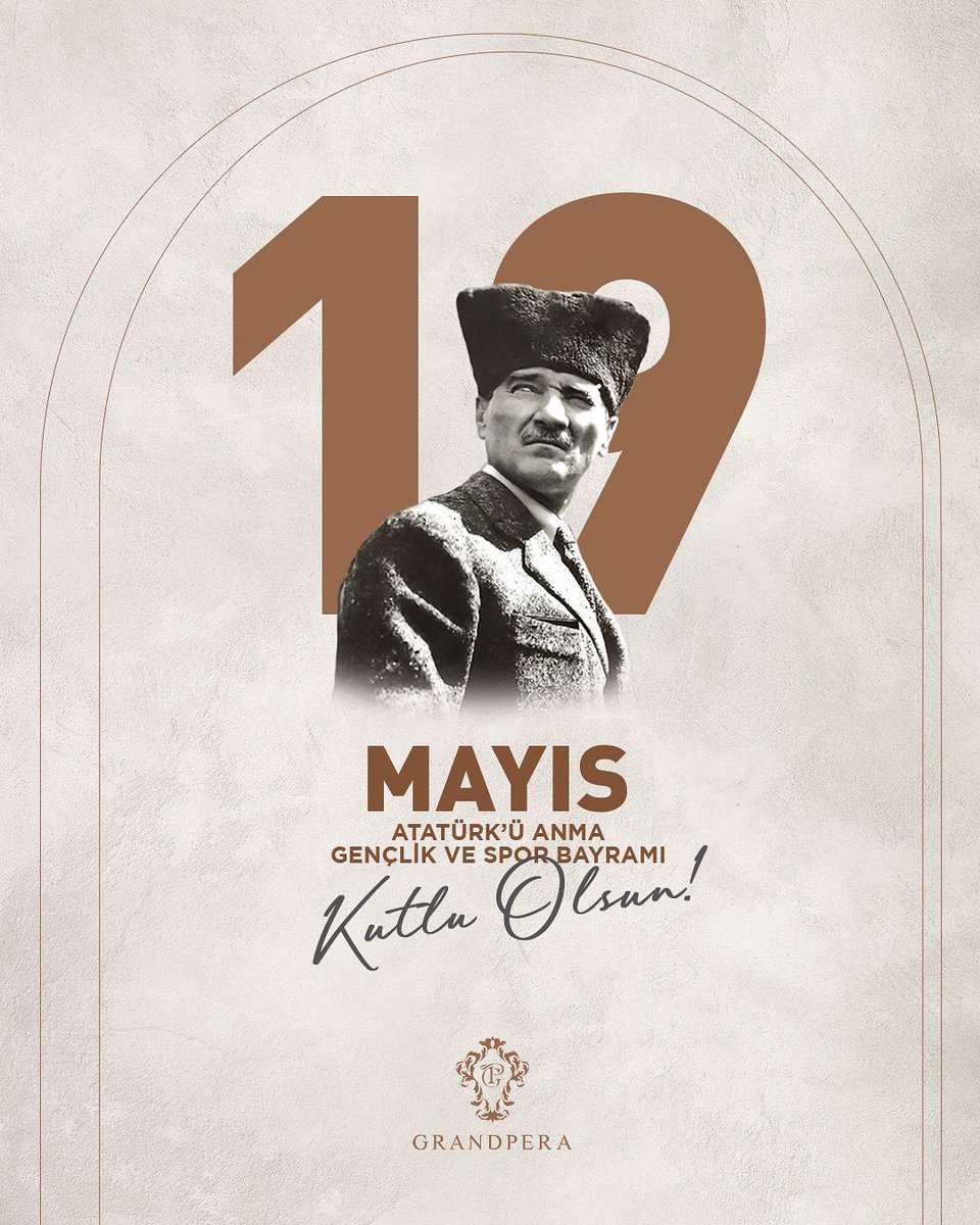 GrandPera's tweet photo. 19 Mayıs Atatürk’ü Anma, Gençlik ve Spor Bayramı’nı kutluyoruz.

Gençliğe, spora ve geleceğe değer veren bu anlamlı günü, her yıl olduğu gibi bu yıl da saygıyla anıyoruz.

#19Mayıs #grandpera https://t.co/231uJhJkqn