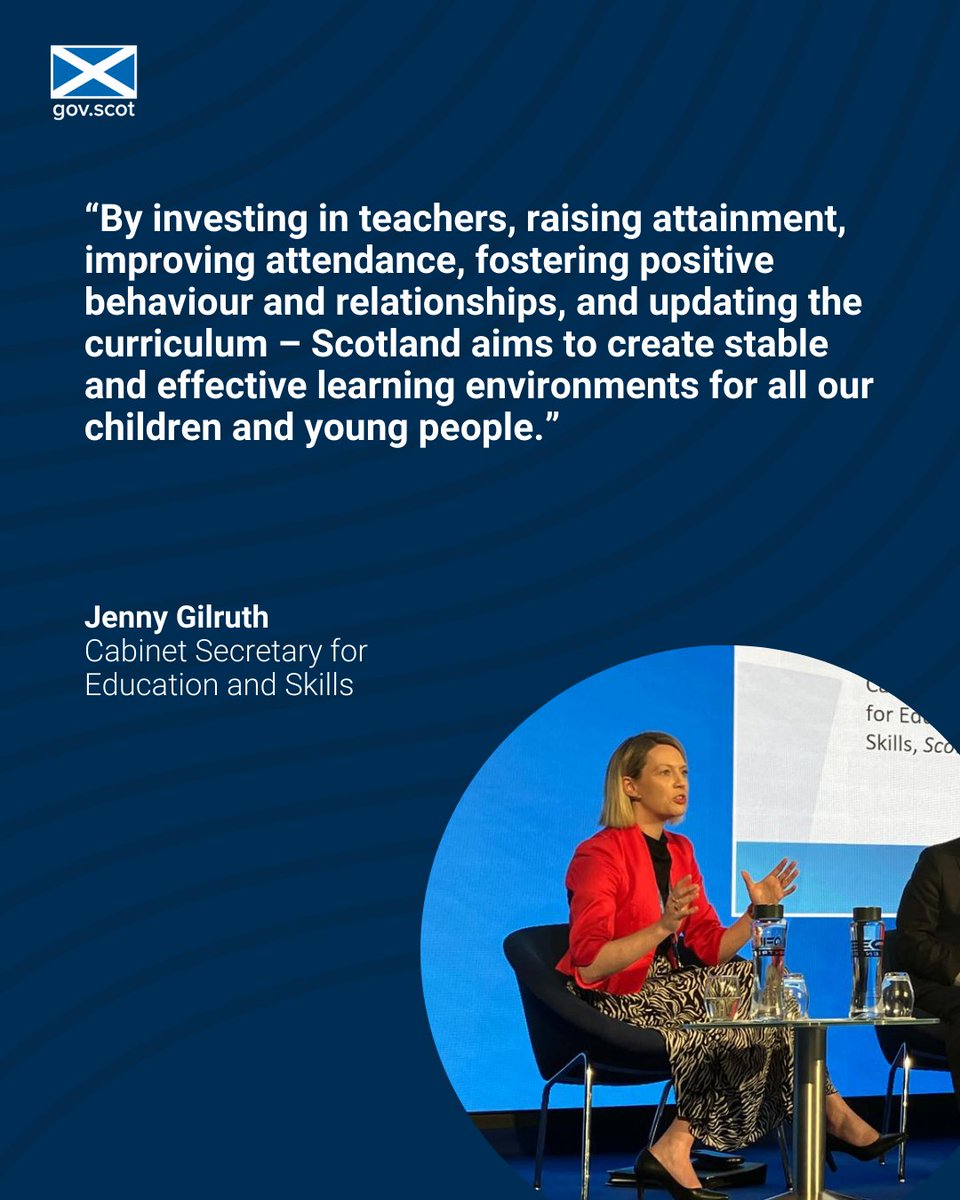 ScotGov Education (@scotgovedu) on Twitter photo Education Secretary <a href="/JennyGilruth/">Jenny Gilruth</a> took part in the Education World Forum in London.
Speaking at the event the Cabinet Secretary outlined how Scotland is tackling the challenges faced by schools to an audience of Education Ministers from across the globe. Education Secretary <a href="/JennyGilruth/">Jenny Gilruth</a> took part in the Education World Forum in London.
Speaking at the event the Cabinet Secretary outlined how Scotland is tackling the challenges faced by schools to an audience of Education Ministers from across the globe.