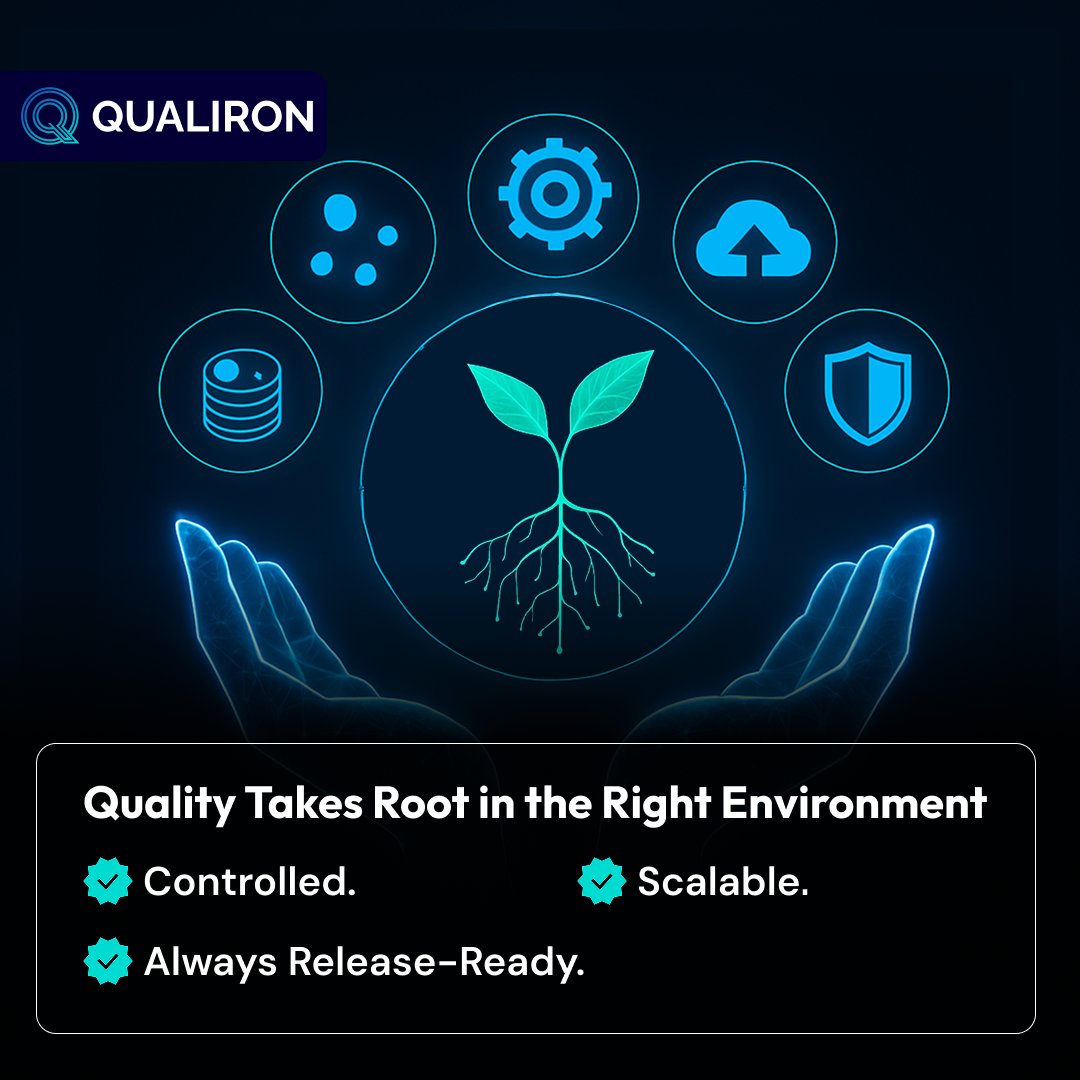 qualiron's tweet photo. Growth in software quality isn’t accidental—it’s engineered. Qualiron’s Test Environment Management eliminates config conflicts, cuts downtime, and ensures test teams move fast with clarity. Structured environments. Predictable outcomes. 
#TestEnvironmentManagement #Qualiron https://t.co/Z2EyY0BY7s