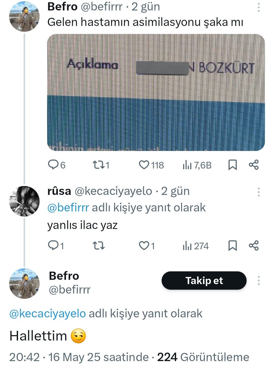 Av. Ayşenaz Çimen (@avaysenazcimen) on Twitter photo Berfin isimli şahıs Van'da görev yapan sağlıkçı.Türk hastalarına yanlış ilaç tedavisi uyguladığını yazıyor.Sosyal medyasında PKK propagandası yapıyor,Türklere ve Atatürk'e hakaret ediyor.Gerekli işlemlerin yapılması için İHBAR ediyorum.<a href="/saglikbakanligi/">T.C. Sağlık Bakanlığı</a> <a href="/SiberayEGM/">Siberay</a> <a href="/iletisim/">T.C. İletişim Başkanlığı</a> Berfin isimli şahıs Van'da görev yapan sağlıkçı.Türk hastalarına yanlış ilaç tedavisi uyguladığını yazıyor.Sosyal medyasında PKK propagandası yapıyor,Türklere ve Atatürk'e hakaret ediyor.Gerekli işlemlerin yapılması için İHBAR ediyorum.<a href="/saglikbakanligi/">T.C. Sağlık Bakanlığı</a> <a href="/SiberayEGM/">Siberay</a> <a href="/iletisim/">T.C. İletişim Başkanlığı</a>