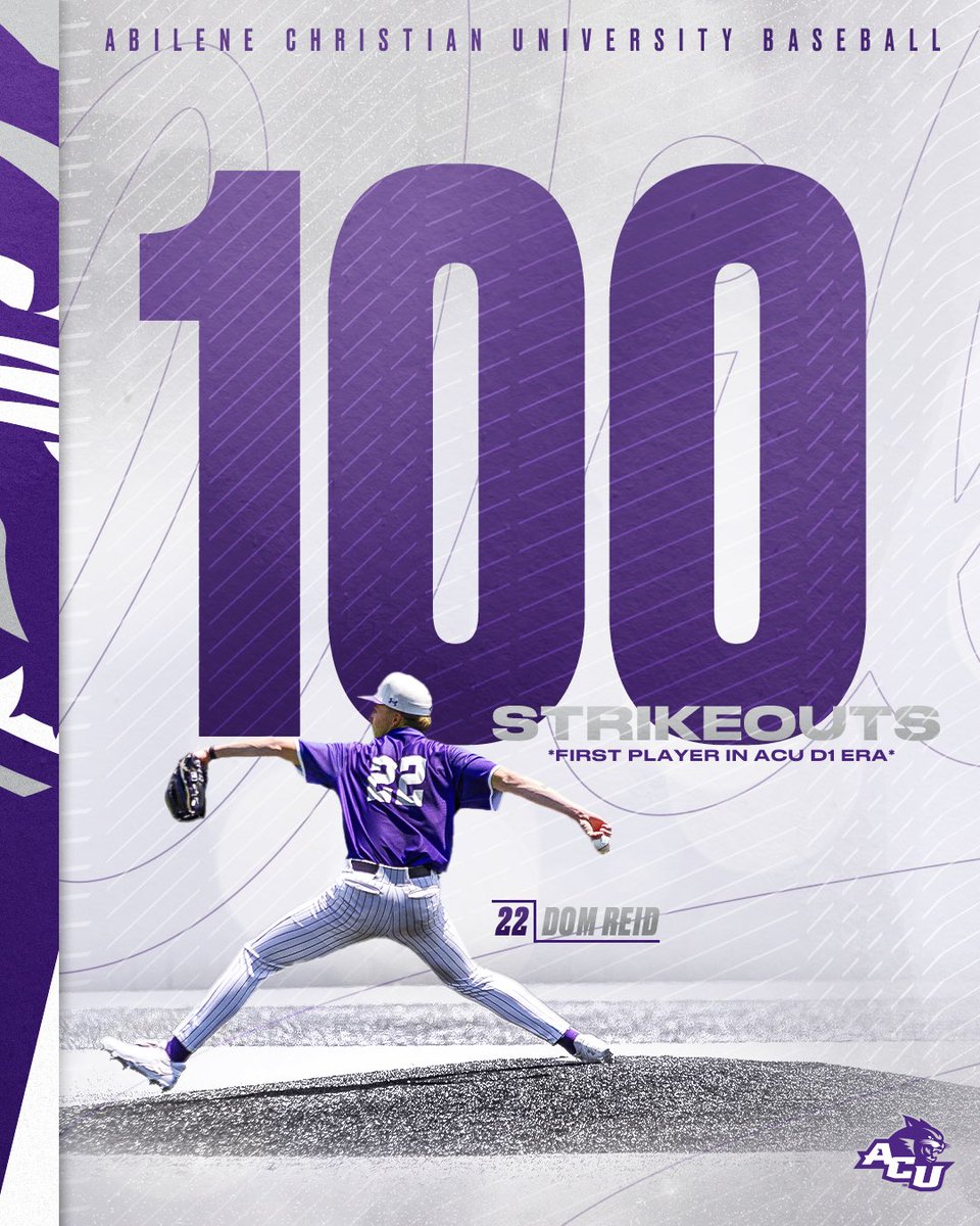 𝐇𝐢𝐬𝐭𝐨𝐫𝐲 𝐌𝐚𝐝𝐞

Dominick Reid becomes the first player in ACU Division I history to 𝐫𝐞𝐜𝐨𝐫𝐝 𝟏𝟎𝟎 𝐬𝐭𝐫𝐢𝐤𝐞𝐨𝐮𝐭𝐬 in the regular season and ranks 7th among all pitchers in ACU Baseball history!

#ATO | #GoWildcats