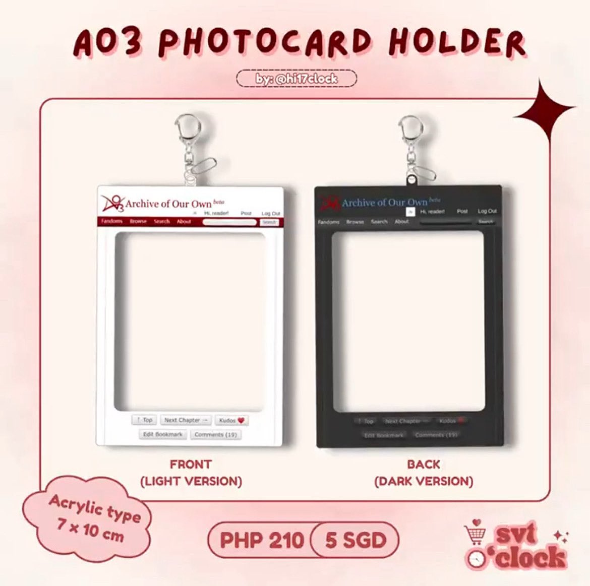 sunbies_sells's tweet photo. INTEREST CHECK โผ๏ธ
ao3 pc holders by @hi17oclock
us preferred, open to ww
gom: @sunbies_sells
pls like, comment, or dm me the post if youre interested in joining a group order for these pc holders!!!!
#interestcheck #kpopgrouporder #photocardholder #kpop #grouporder https://t.co/3zjAxlN7Al