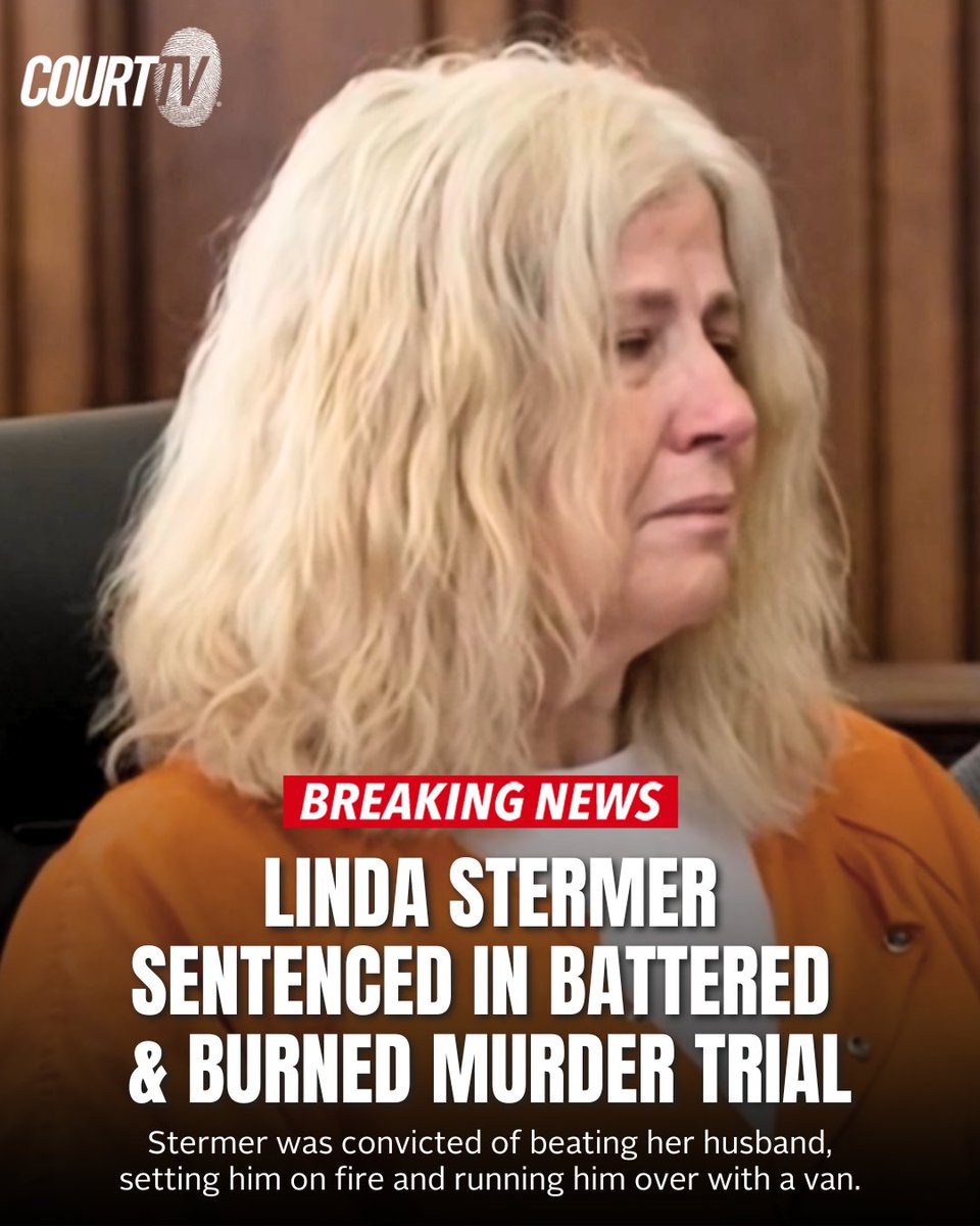 CourtTV's tweet image. #BREAKING: #LindaStermer sentenced to life in prison without the possibility of parole for murdering her husband #ToddStermer by beating him, setting him on fire and running him over with their van.
#CourtTV What do YOU think? ⚖️
MORE HERE: courttv.com/tag/linda-ster…