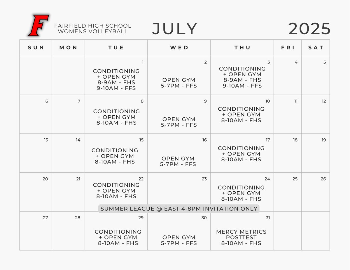 Summer Schedule! ☀️❤️🤍💪🏼