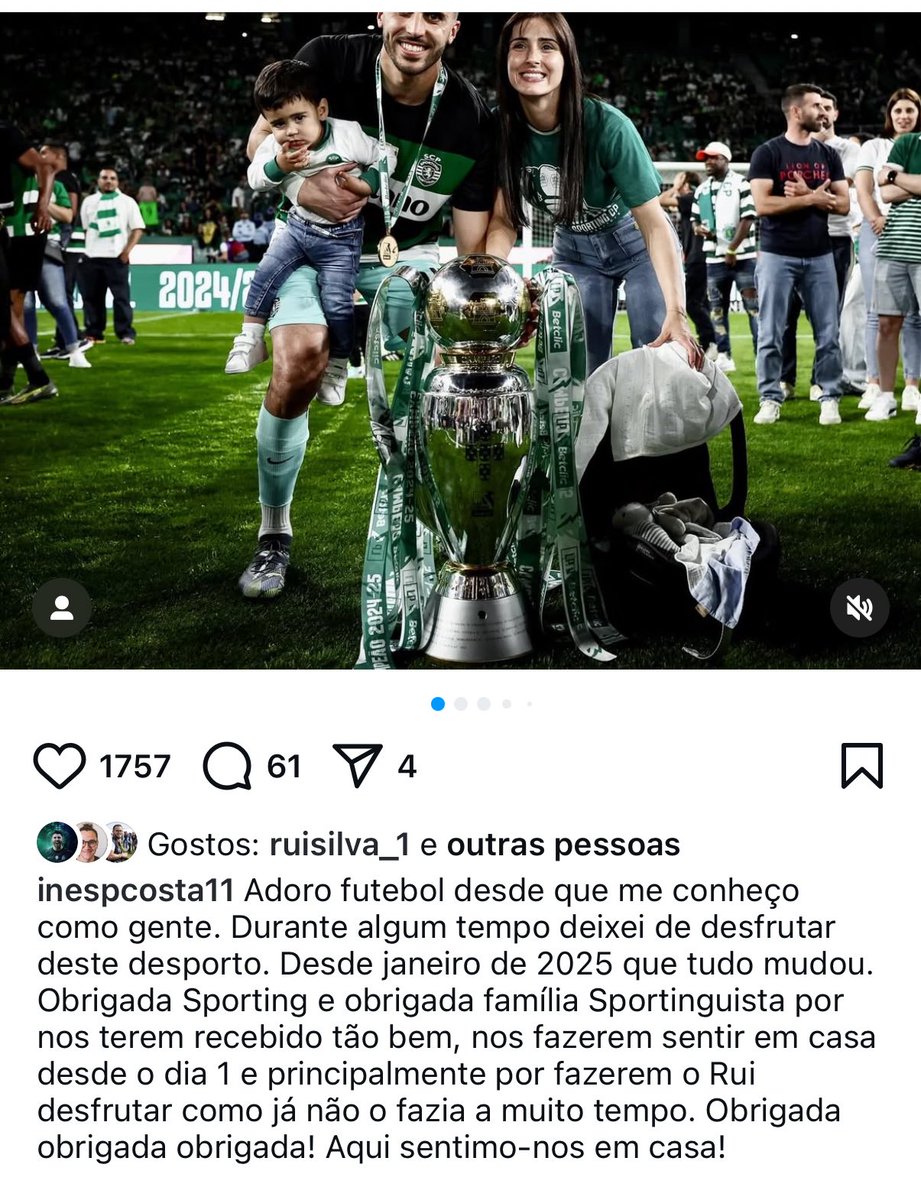 Acho que tem sido visível para todos, até pela relação que os que vão embora continuam a ter com o clube, mas fico mesmo feliz por saber que o Sporting finalmente sabe receber e tratar bem os seus. Também é assim que se ganham campeonatos 💚