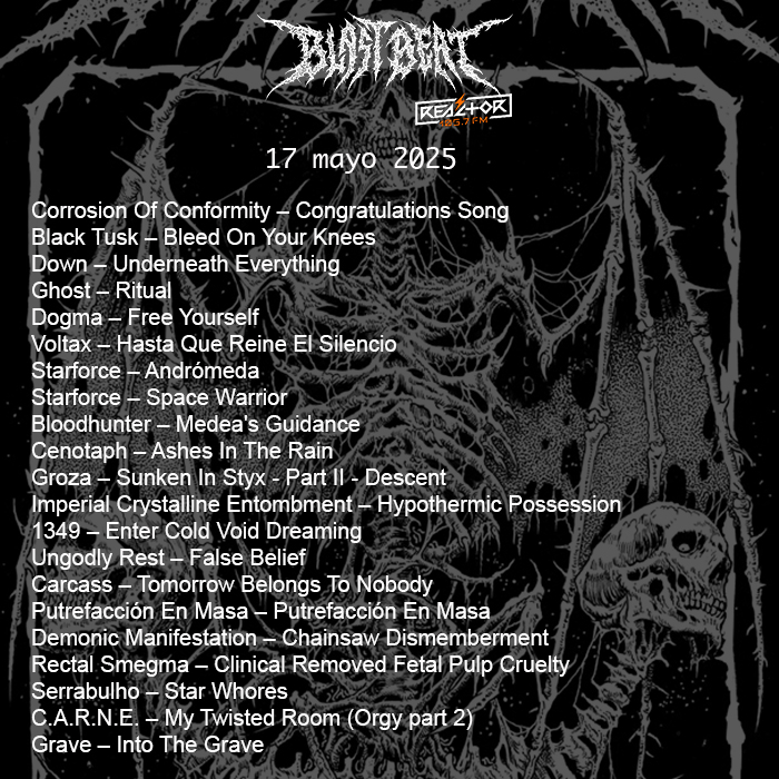 BBeat105's tweet photo. Ya en plataformas el @BBeat105 #295, pasen a escucharlo
@coccabal, @BlackTusk, @downnola, @thebandGHOST
@EyescreamProd, #DoomCityFest, #LSDRRecords, @ocesa_rock
#StayBlast
#BlastBeat105 https://t.co/FGSilZwse6