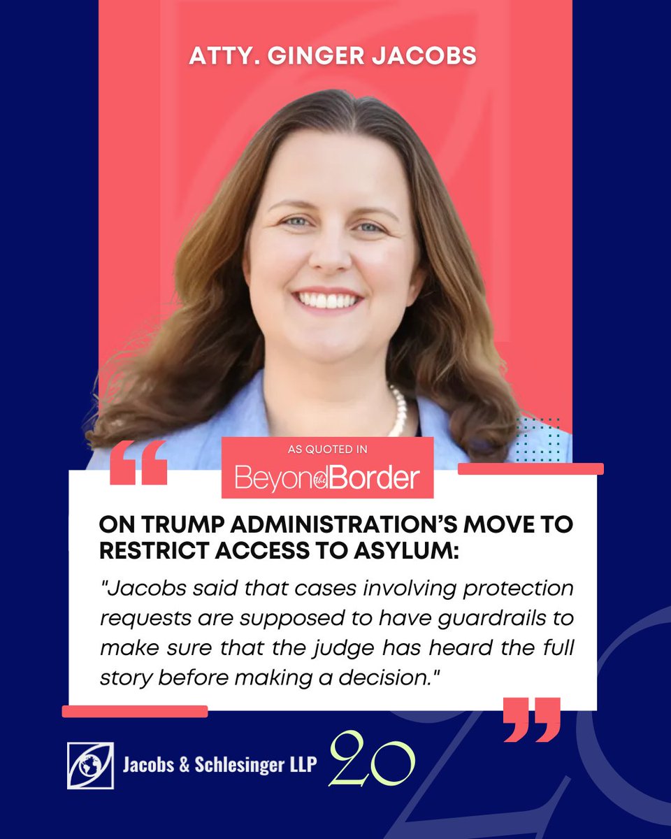 JSS_Legal's tweet photo. Atty. Ginger Jacobs, as featured in Beyond the Border, calls attention to the vital protections in asylum law meant to ensure that no decision is made without hearing the full story.

As policies shift, so must our vigilance for justice.
Share this for awareness.

#AsylumPolicy https://t.co/NHdTNDbjMv