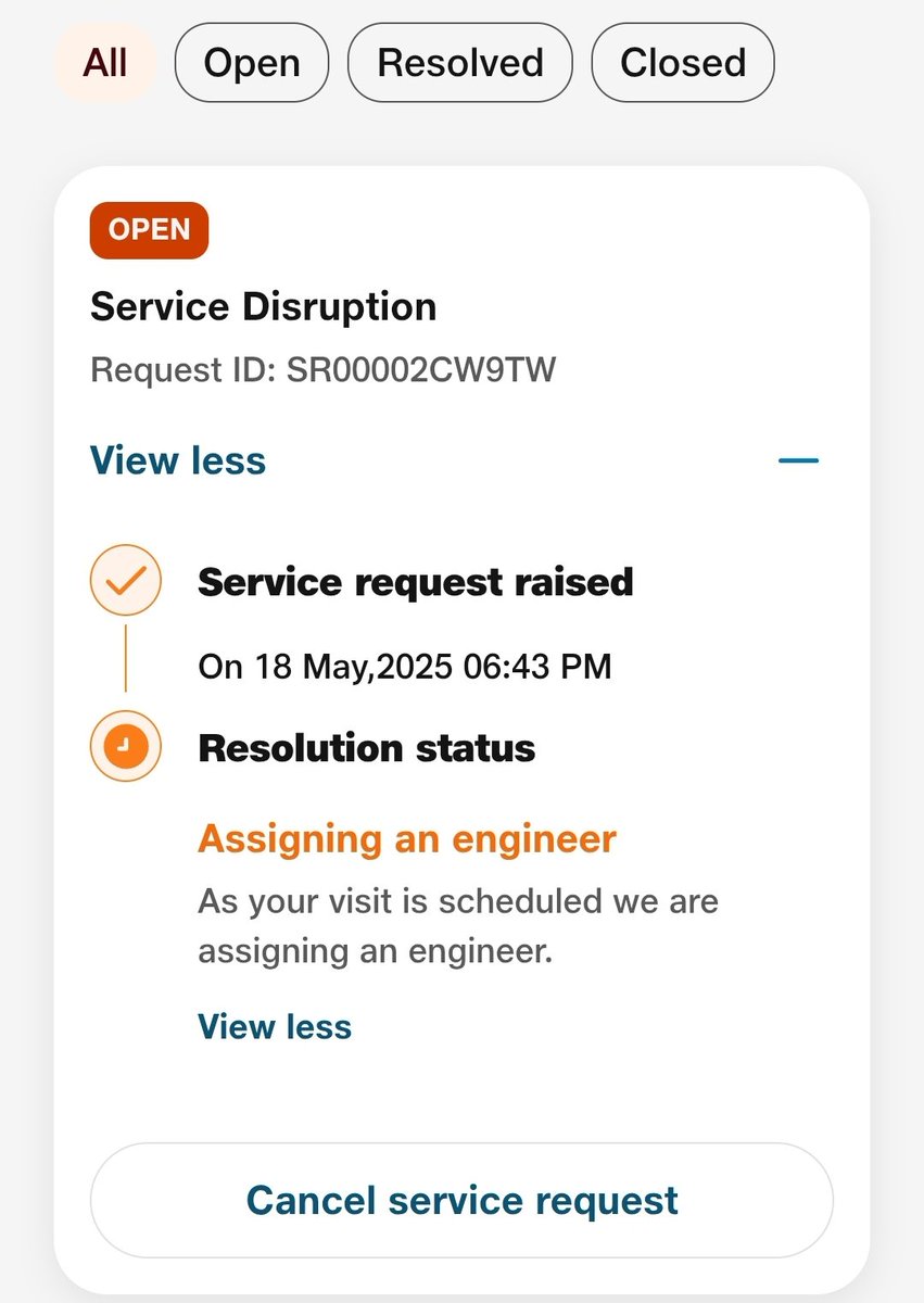 kul75776009's tweet photo. @JioCare @JioCare Still Engineer not assigned. https://t.co/rhLS1vyzgi