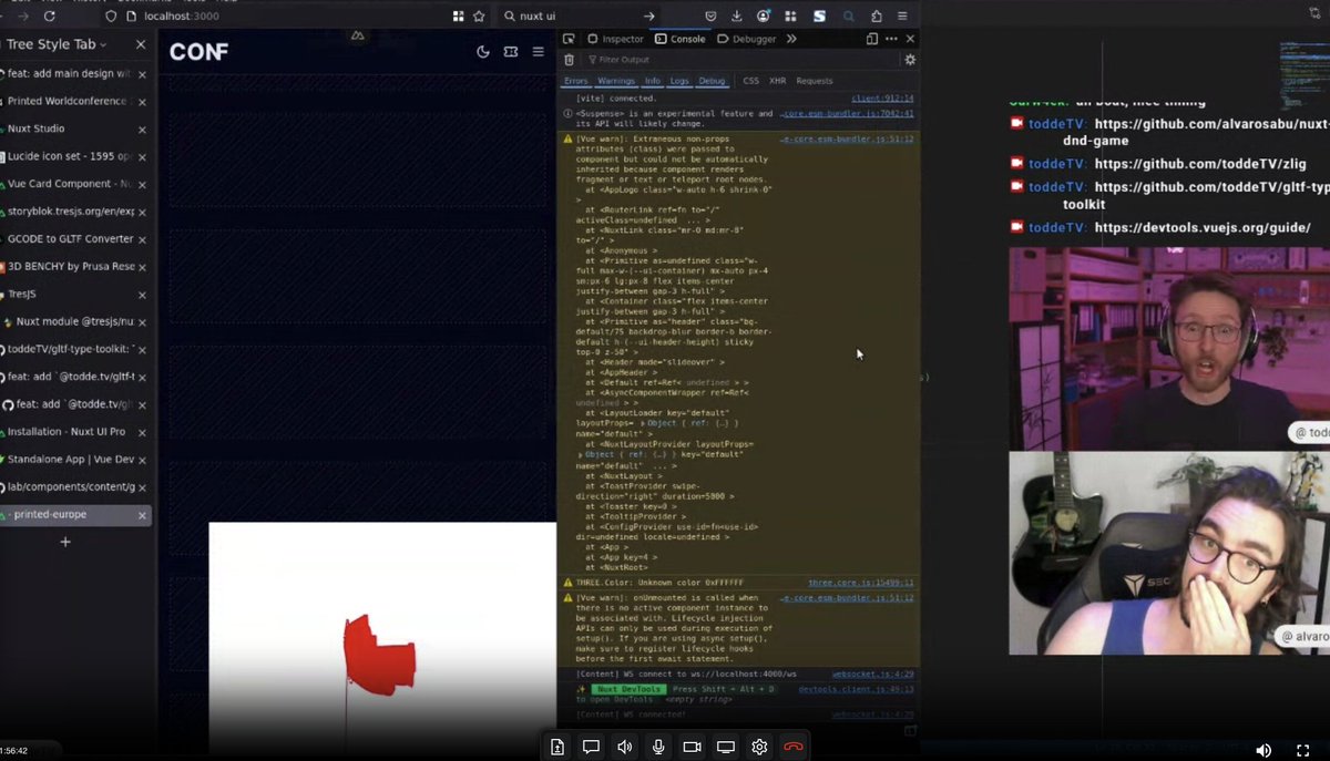 We managed to animate a 3D printing using <a href="/tresjs_dev/">TresJS</a> ...

Horizontally? 😂

Check the stream recording for a really fun episode with <a href="/toddeTV/">Thorsten Seyschab</a>