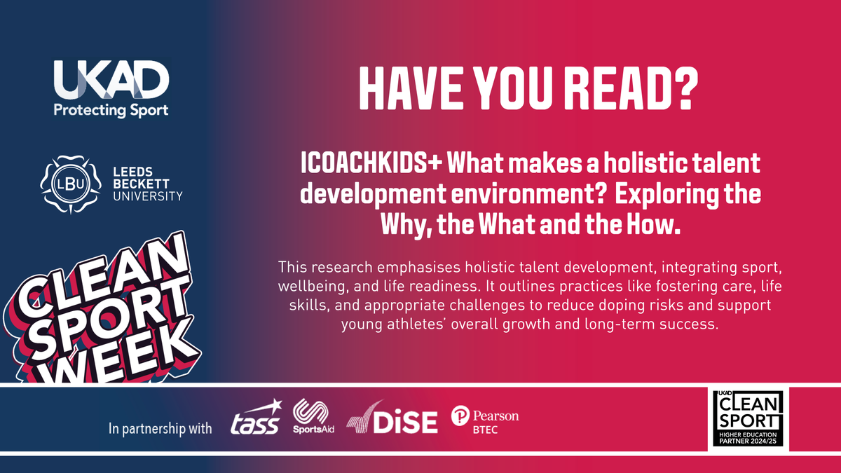 Carnegie School of Sport (@carnegie_sport) on Twitter photo 🌱🏅 #CleanSportWeek | Have you read?
<a href="/CASESsocial/">CASES</a> Expert Statement - highlights 6 principles for holistic talent development in #YouthSport.
🔗 bit.ly/3EZNEWn
#UKAD <a href="/ICOACHKIDSWORLD/">ICOACHKIDS</a> <a href="/ukantidoping/">UK Anti-Doping</a> #AntiDoping #SportIntegrity 🌱🏅 #CleanSportWeek | Have you read?
<a href="/CASESsocial/">CASES</a> Expert Statement - highlights 6 principles for holistic talent development in #YouthSport.
🔗 bit.ly/3EZNEWn
#UKAD <a href="/ICOACHKIDSWORLD/">ICOACHKIDS</a> <a href="/ukantidoping/">UK Anti-Doping</a> #AntiDoping #SportIntegrity