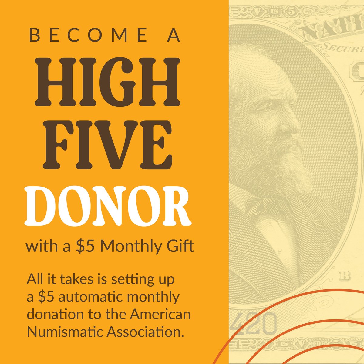 ANACoins's tweet photo. Become a HIGH FIVE Donor! ๐
For just $5/month, you can help shape the future of coin collecting. Your monthly gift supports numismatic education and outreach. Sign up ๐ https://t.co/9ZTJyEHflm Questions? dfrater@money.org
#Coins #Numismatics #CoinCollecting #SupportCollectors https://t.co/81YumRMecD