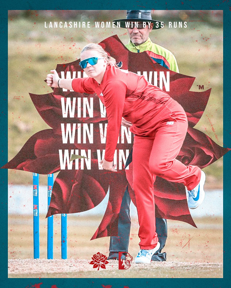 ANOTHER W IN THE BAG! 🤩

Sophie Morris' five-fer helps take us to a brilliant 35 run victory over Durham.

Our winning run continues with a fourth consecutive victory for the Red Rose! 👏

🌹 #RedRoseTogether