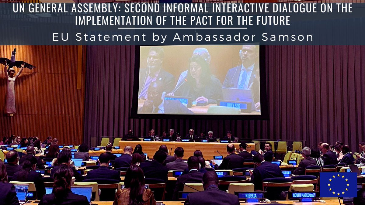 🇪🇺EU at UN-NY (@euatun) on Twitter photo Monitoring & evaluation are essential to implementation of the 🇺🇳Pact for the Future, enabling us to assess progress, identify gaps & adjust as needed.
The Pact must become a living framework that delivers real change on the ground. ~Amb. <a href="/HeddaSamson/">Hedda Samson</a>
➡️eeas.europa.eu/delegations/un… Monitoring & evaluation are essential to implementation of the 🇺🇳Pact for the Future, enabling us to assess progress, identify gaps & adjust as needed.
The Pact must become a living framework that delivers real change on the ground. ~Amb. <a href="/HeddaSamson/">Hedda Samson</a>
➡️eeas.europa.eu/delegations/un…