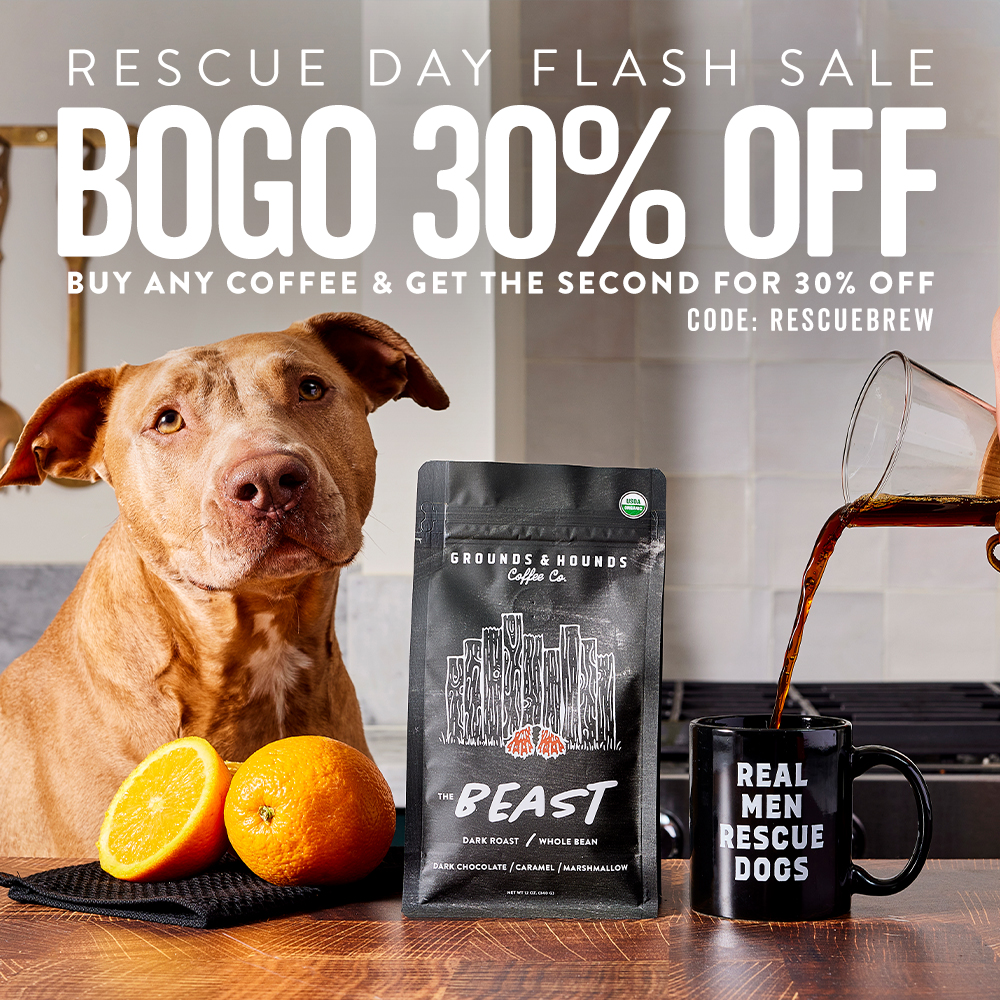 ☕ Make your day twice as nice for National Rescue Day! Buy one coffee and score your second cup for 30% off! 🎉 #FlashSale #BOGO #CoffeeLovers