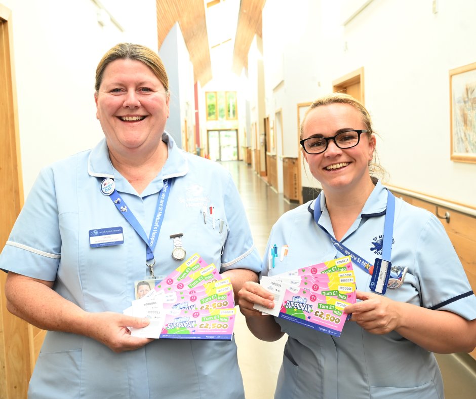 Are you in our Superdraw? 

Our jackpot is £2,500, plus other cash prizes, as we celebrate 25 years of the St Michael's Hospice Lottery. 

Buy your tickets here -  ow.ly/Mikm50VTUv3

18+
Ts and Cs apply
gambleaware.org