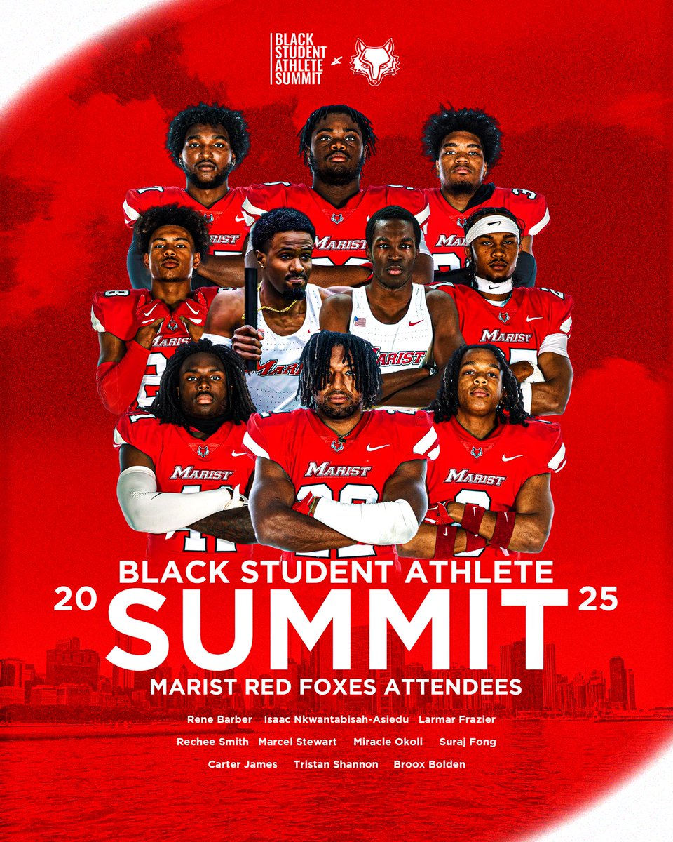 Empowering the next generation of leaders!

Marist is proud to have 10 student-athletes representing us at the 2025 Black Student Athlete Summit. A celebration of excellence, identity, and impact.

#GoRedFoxes