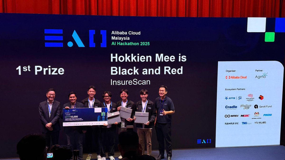 NotShawnChee's tweet image. hey mom, i won a hackathon

Nonetheless, proud to win Alibaba's first ever Cloud AI Hackathon in Malaysia! @alibaba_cloud 

Thanks to my teammates too who made this W possible, let's keep moving forward! 🔥

#hackathon #cloud #champs