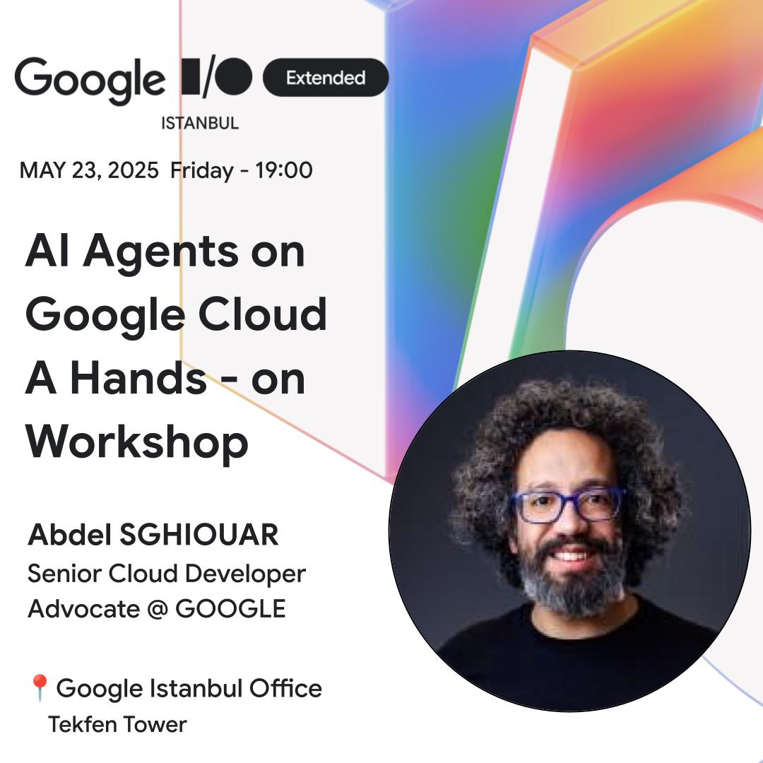 GDGIstanbul's tweet image. 🚀 Curious about Agents and Agentic AI?
🤖 Want to explore how they work through hands-on experience?
Then don’t miss our in-person hands-on meetup at the Google Office in Istanbul, with @boredabdel
📅 Date: Friday May 23rd, 2025
⏰ Time: 7:00 PM – 9:00 PM
📍 Location:…