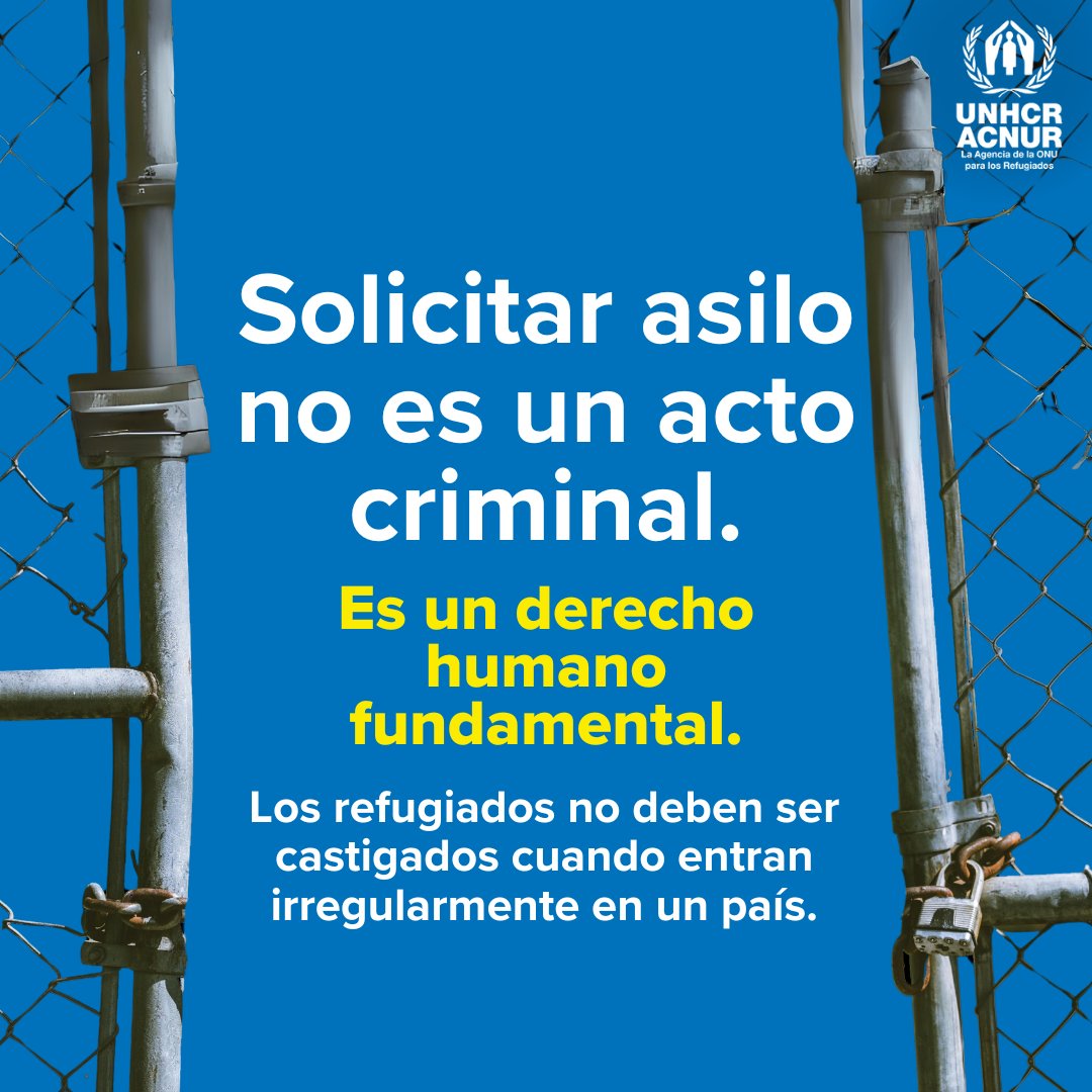 🚨 Solicitar asilo no es un delito, es un derecho humano y, para muchos, una cuestión de vida o muerte.

Nadie elige ser refugiado. Mucha gente huye de su hogar buscando seguridad.

🔁 Reclama vías seguras y legales para quienes buscan protección.

<a href="/ACNUR_es/">ACNUR, la Agencia de la ONU para los Refugiados</a> está