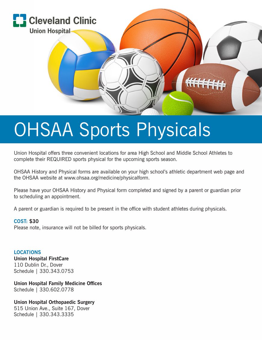 If you need a sports physical for next year’s athletic teams here at Claymont, please consider contacting Cleveland Clinic after getting a physical form from our Central Office, High School Office, or our Middle School Office.