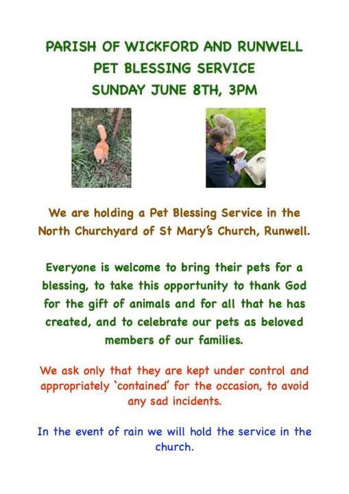 Our events for Churches Count on Nature Week include Messy Church in the Garden and our annual Pet Blessing Service.