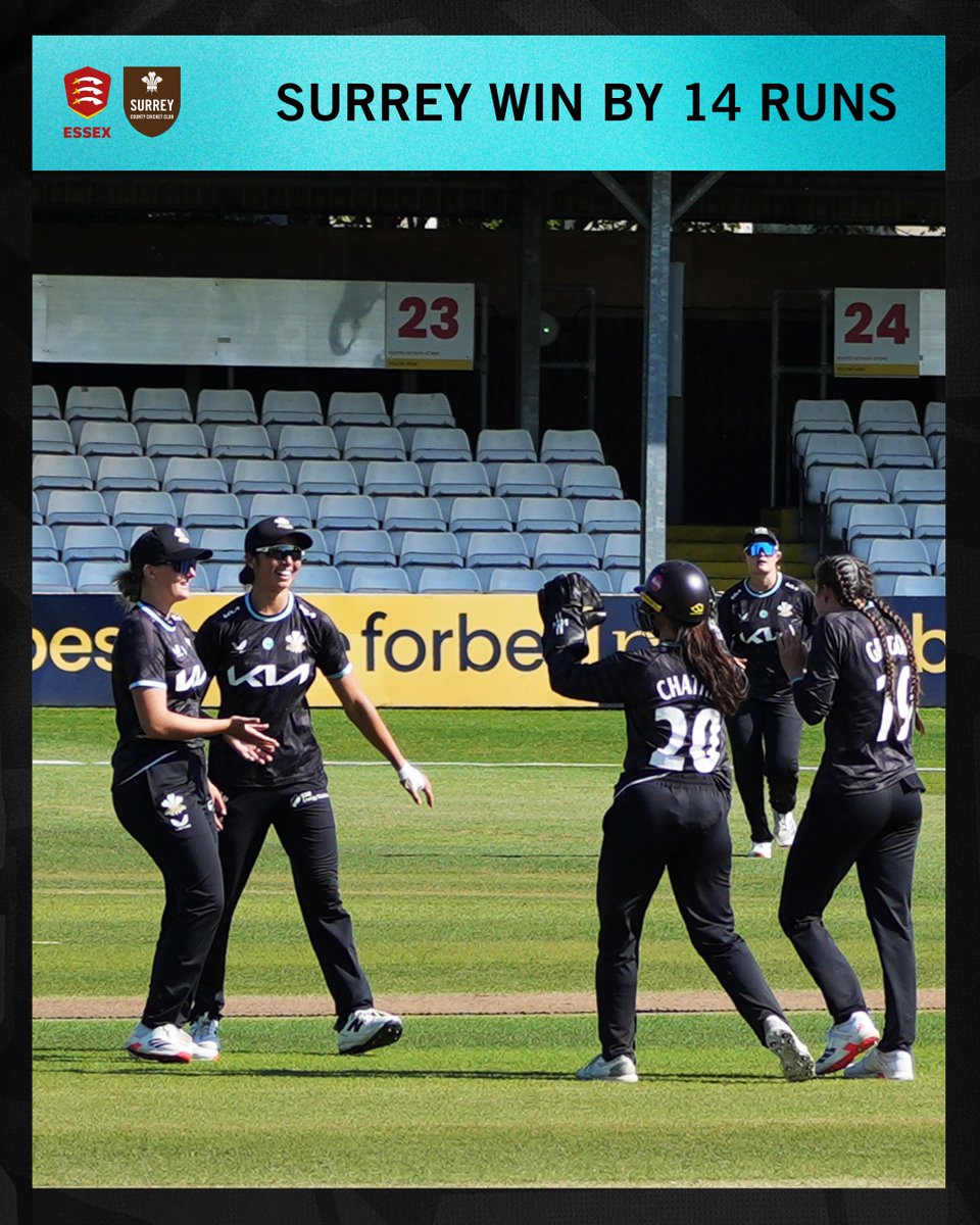 Surrey take the win!!💪

Surrey win by 14 runs, taking two wickets in the 47th over to bowl Essex all out for 245. 

🤎 | #SurreyCricket