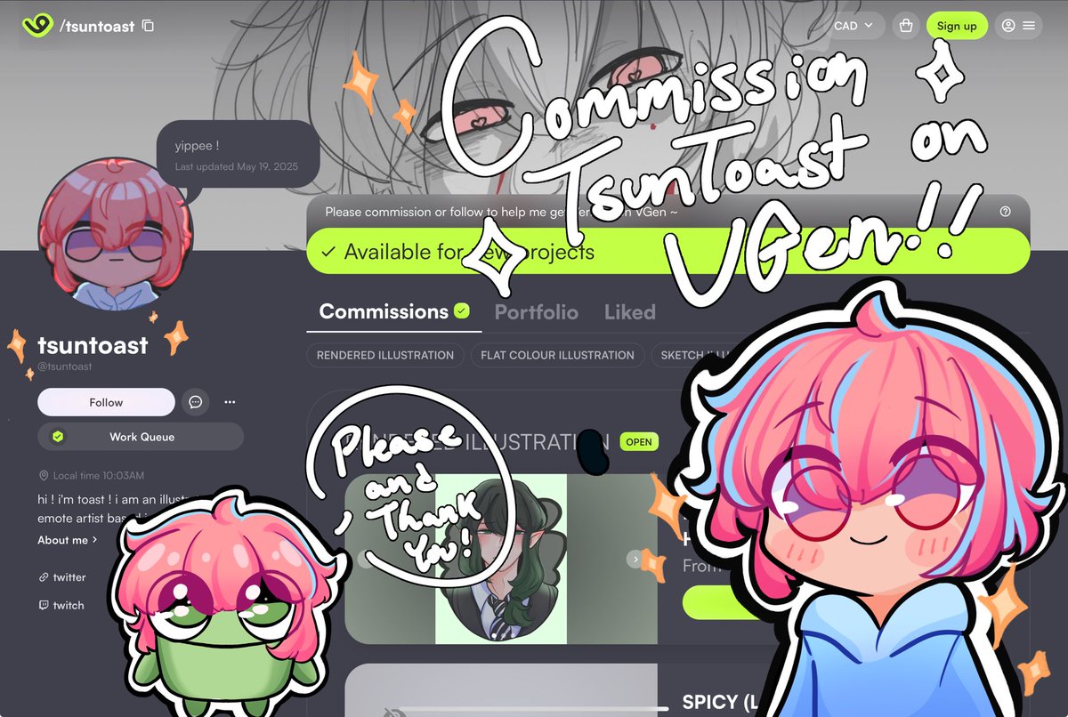 tsuntoast's tweet image. My VGen is finally open and ready for business!! Limited spots on some service !
vgen.co/tsuntoast
#VGenOpen