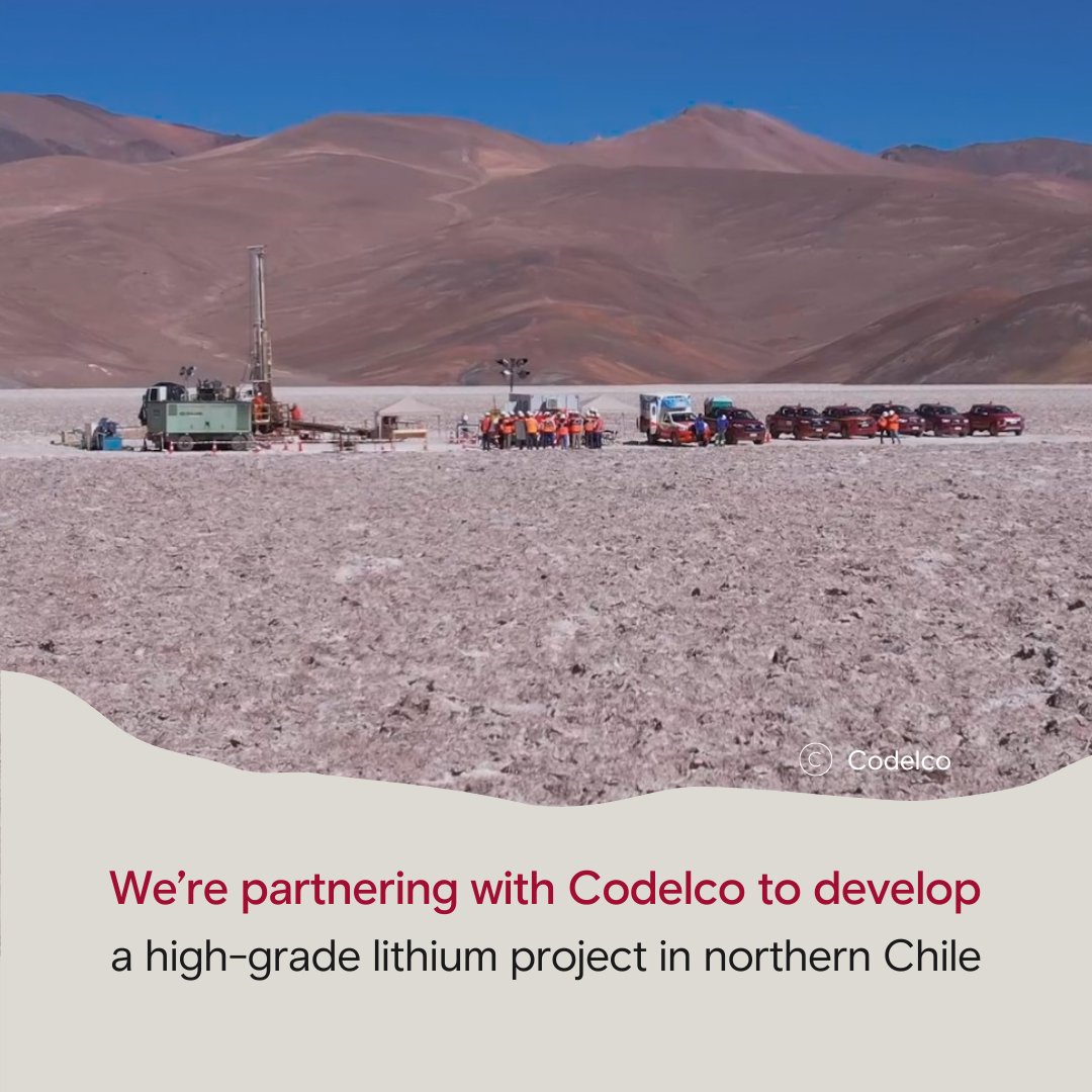 We’ve agreed with <a href="/CodelcoChile/">Codelco</a> to jointly develop a high-grade lithium project in the Salar De Maricunga, Chile: riotinto.com/en/news/releas…