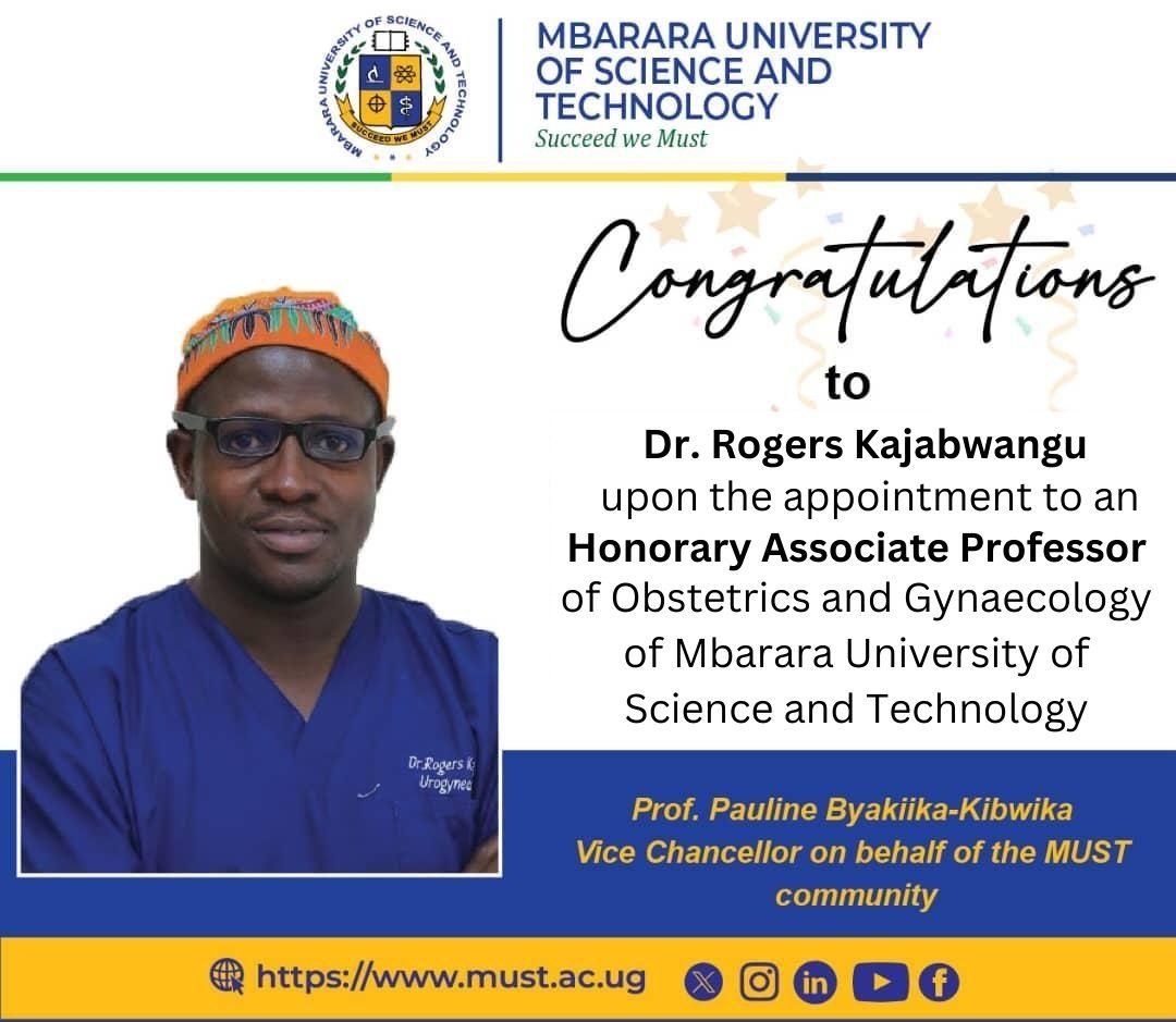 Mbarara University (@mbararaust) on Twitter photo Congratulations to Dr. Rodgers Kajabwangu.
<a href="/MbararaUST/">Mbarara University</a> is committed to excellence in medical education and research. Congratulations to Dr. Rodgers Kajabwangu.
<a href="/MbararaUST/">Mbarara University</a> is committed to excellence in medical education and research.