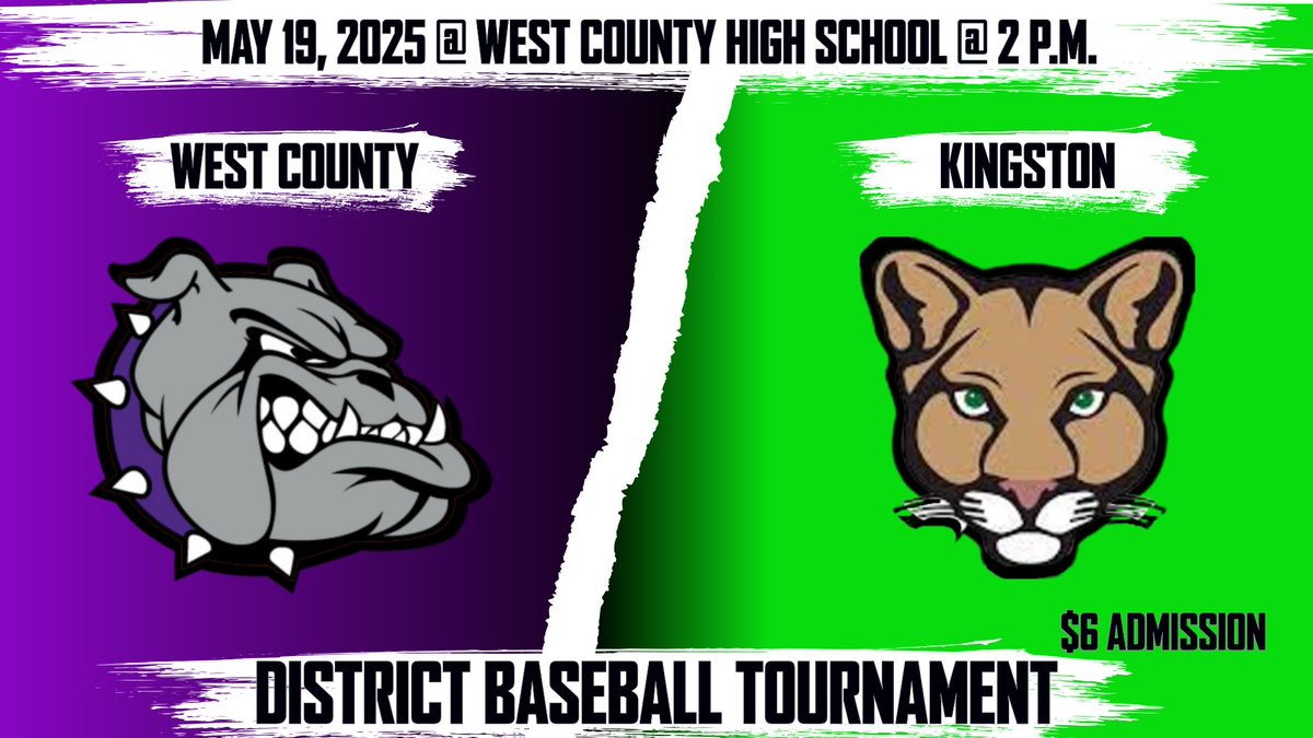 Bobby Simily (@wcbulldogsad) on Twitter photo We are set to go for semifinal district baseball at WC:
2:00 - WC vs. Kingston
4:30 - Jefferson vs. St. Pius
Admission is $6 for ages six and over.
Cash at the gate, no digital tickets.
<a href="/westcor4/">WCR4 Bulldogs</a> <a href="/MattKing_Sports/">Matt King</a> <a href="/KFMOsportsBase/">KFMOsports</a> We are set to go for semifinal district baseball at WC:
2:00 - WC vs. Kingston
4:30 - Jefferson vs. St. Pius
Admission is $6 for ages six and over.
Cash at the gate, no digital tickets.
<a href="/westcor4/">WCR4 Bulldogs</a> <a href="/MattKing_Sports/">Matt King</a> <a href="/KFMOsportsBase/">KFMOsports</a>