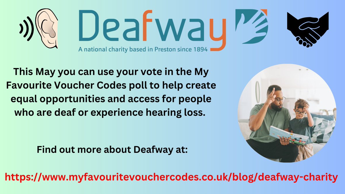 Introducing the incredible charity @deafwayuk who help advocate for and provide opportunities for people who are deaf or hard of hearing. Your vote can help support their vital work, so find out more and see if Deafway have your vote this May: myfavouritevouchercodes.co.uk/blog/deafway-c…