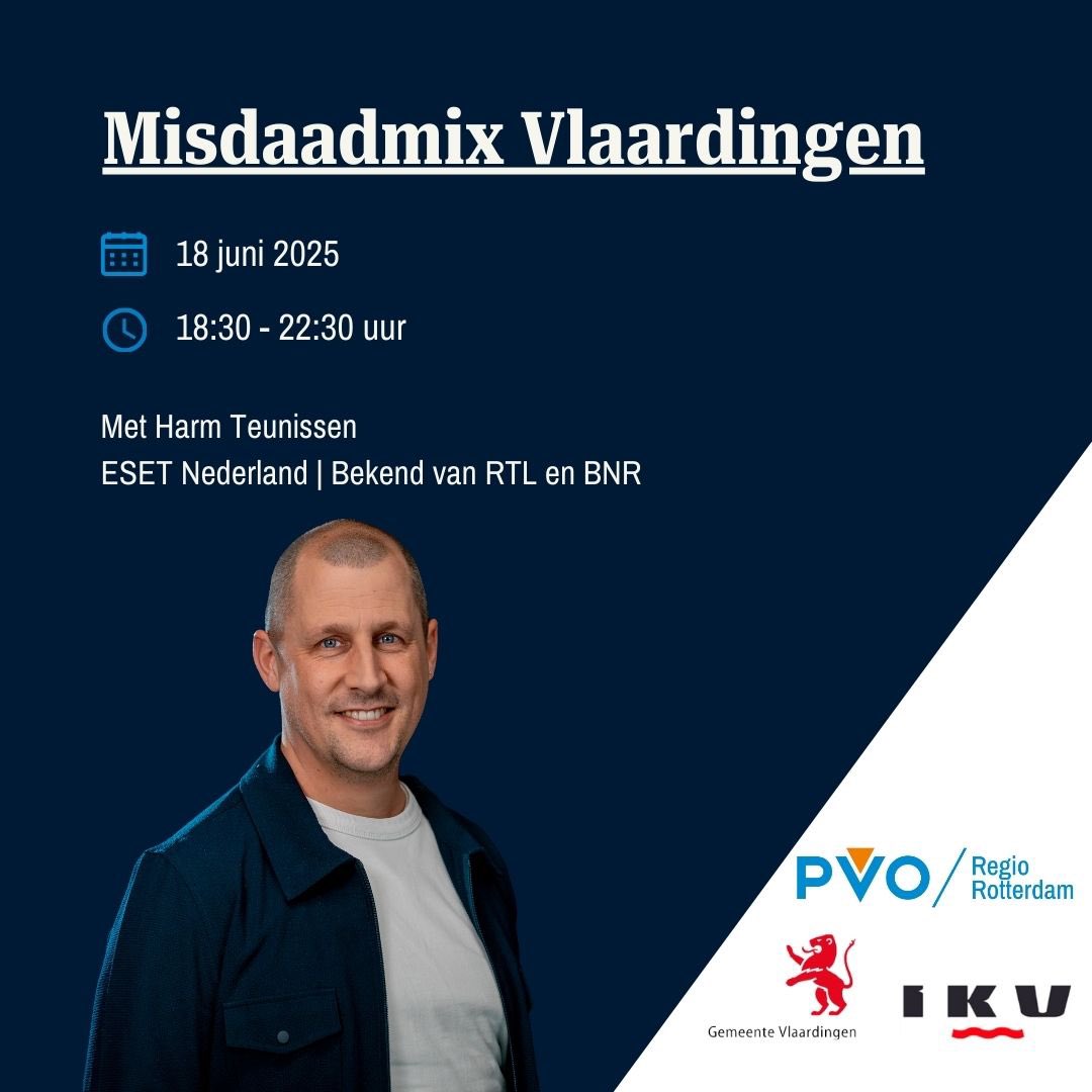 We nodigen ondernemers uit voor de bijeenkomst 'Misdaadmix' op woensdag 18 juni in de Stadsgehoorzaal. Deze bijeenkomst is speciaal bedoeld voor Vlaardingse ondernemers en staat in het teken van bewustwording rond cybercrime en ondermijnende criminaliteit. stadsgehoorzaal.nl/voorstelling/m…