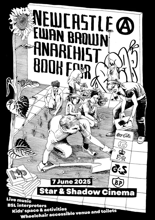 The Ewan Brown Newcastle Anarchist Bookfair is just around the corner, we are doing a stall, come in &amp; chat to us. 10am June 7th in the Star &amp; Shadow: newcastlebookfair.org.uk <a href="/NBookfair/">Newcastle Ewan Brown Anarchist Bookfair</a> <a href="/StarAndShadow/">Star & Shadow Cinema</a> 🚩🏴‍☠️ :)