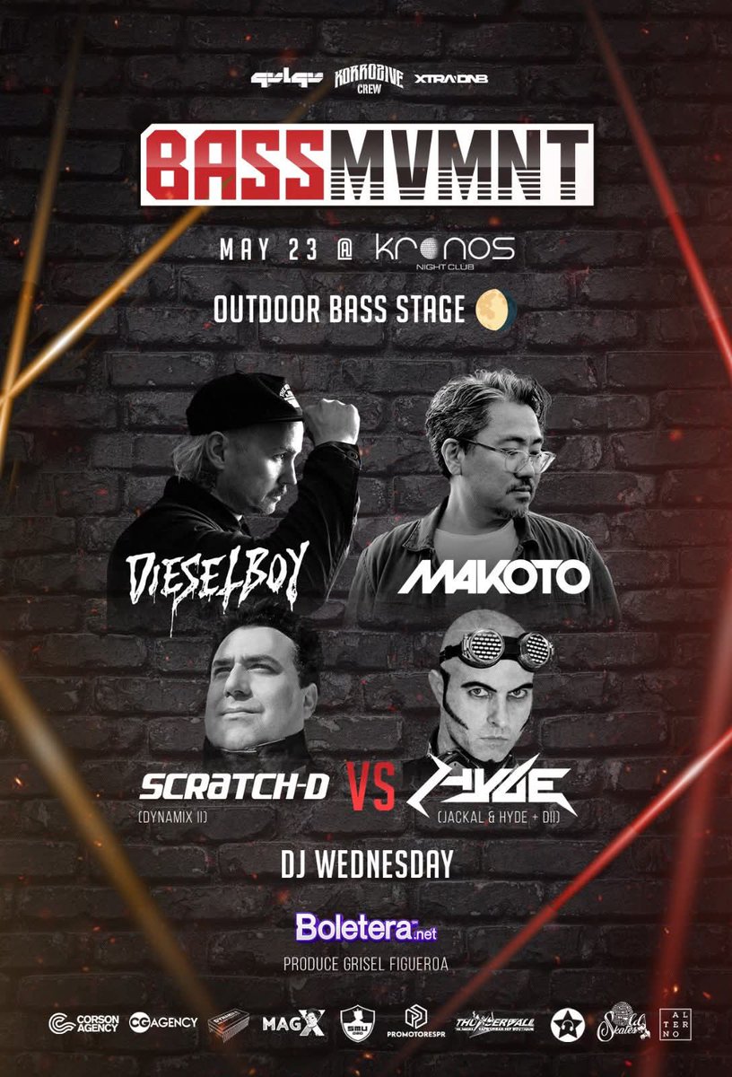 QVLQV's tweet image. 05.23.2025

Bass Mvmnt @ Club Kronos

@Makoto_Music 
@DjDieselboy 
Scratch D from @dynamixii vs Hyde from @JackalandHyde 
@DJWednesday 

+ The local army

See you there!
