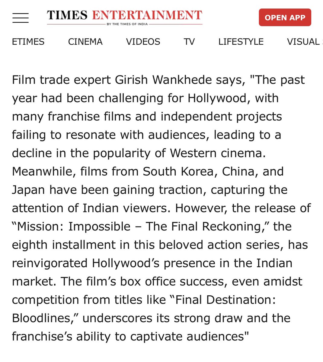 Girish Wankhede (@girishwankhede) on Twitter photo Is Hollywood back ?
timesofindia.indiatimes.com/entertainment/…
<a href="/TomCruise/">Tom Cruise</a> <a href="/missionimpsol/">missionimpossible.sol</a> Is Hollywood back ?
timesofindia.indiatimes.com/entertainment/…
<a href="/TomCruise/">Tom Cruise</a> <a href="/missionimpsol/">missionimpossible.sol</a>