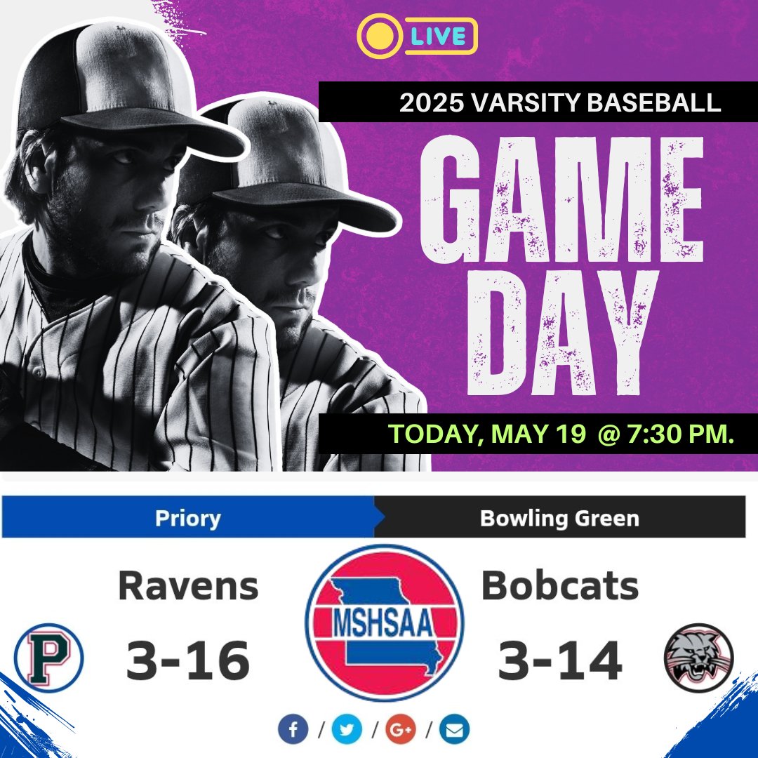 🔥𝙂𝘼𝙈𝙀𝘿𝘼𝙔
⚾️ Priory 🆚 Bowling
📺 Live: livestream.highschoolsports.live
🗓 Today, May 19
⏰️ 7:30p.
<a href="/BowlingGreenXC/">Bowling Green Track & XC</a> <a href="/AidenGrote/">Aiden Grote</a> <a href="/MattChance1/">Matt Chance</a> <a href="/MarcusStarks23/">Marcus</a> <a href="/nursetif1/">Tiffany Coleman-Dade</a> <a href="/BGHSBobcats/">Bowling Green HS</a> <a href="/PrioryDugout/">Priory Baseball</a> <a href="/PrioryLacrosse/">Priory Lacrosse</a> <a href="/PrioryAthletics/">Priory Ravens Sports</a> <a href="/deimeke03/">Jeff Deimeke</a>