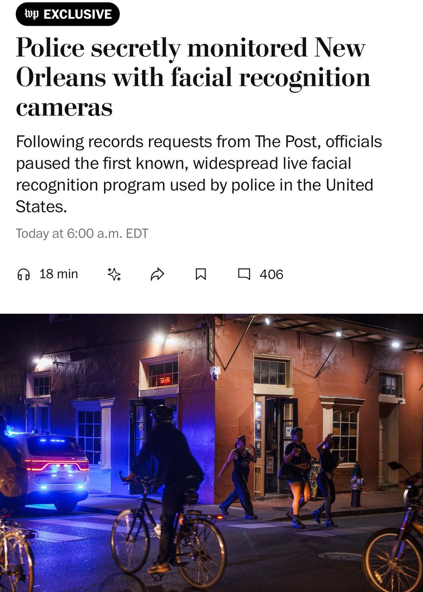 New Orleans police secretly used live facial recognition for 2 years, scanning streets via 200+ cameras and sending real-time alerts to officers—a stunning violation of the law that often targeted even nonviolent offenses.

*They made no disclosures about their use of the tech.*