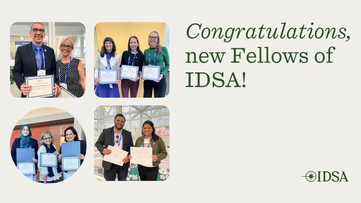 IDSA is pleased to welcome the 167 individuals chosen to receive a FIDSA designation, a prestigious honor recognizing distinguished ID clinicians &amp; scientists from around the world.

This year’s inductees: bit.ly/437QYrH

Our web release: bit.ly/4dv5cqc