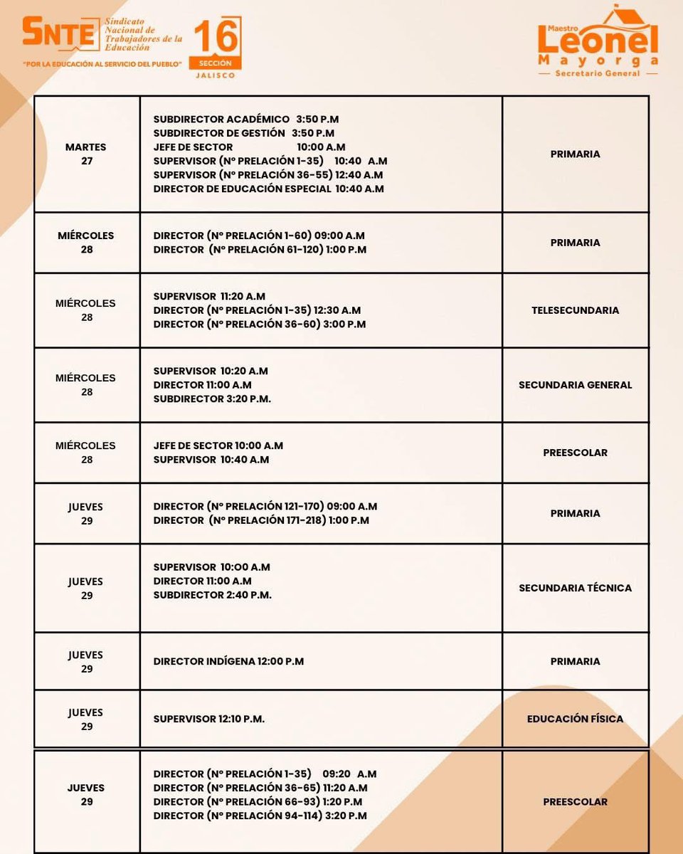 MtroLeonelSnte's tweet photo. 📣 ¡Atención Directivos!
Se comparte el calendario de atención presencial para el proceso de Cambios de Centro de Trabajo 2025 en la Benemérita y Centenaria Escuela Normal de Jalisco 🏫

Desde la Sección 16 del SNTE, reafirmamos nuestro compromiso de estar presentes, orientando y acompañando a cada compañero y compañera durante todo el proceso. 

🔸 UNIDAD Y LUCHA 🔸
¡¡¡ Esta es la nueva etapa de la Sección 16 del SNTE !!!